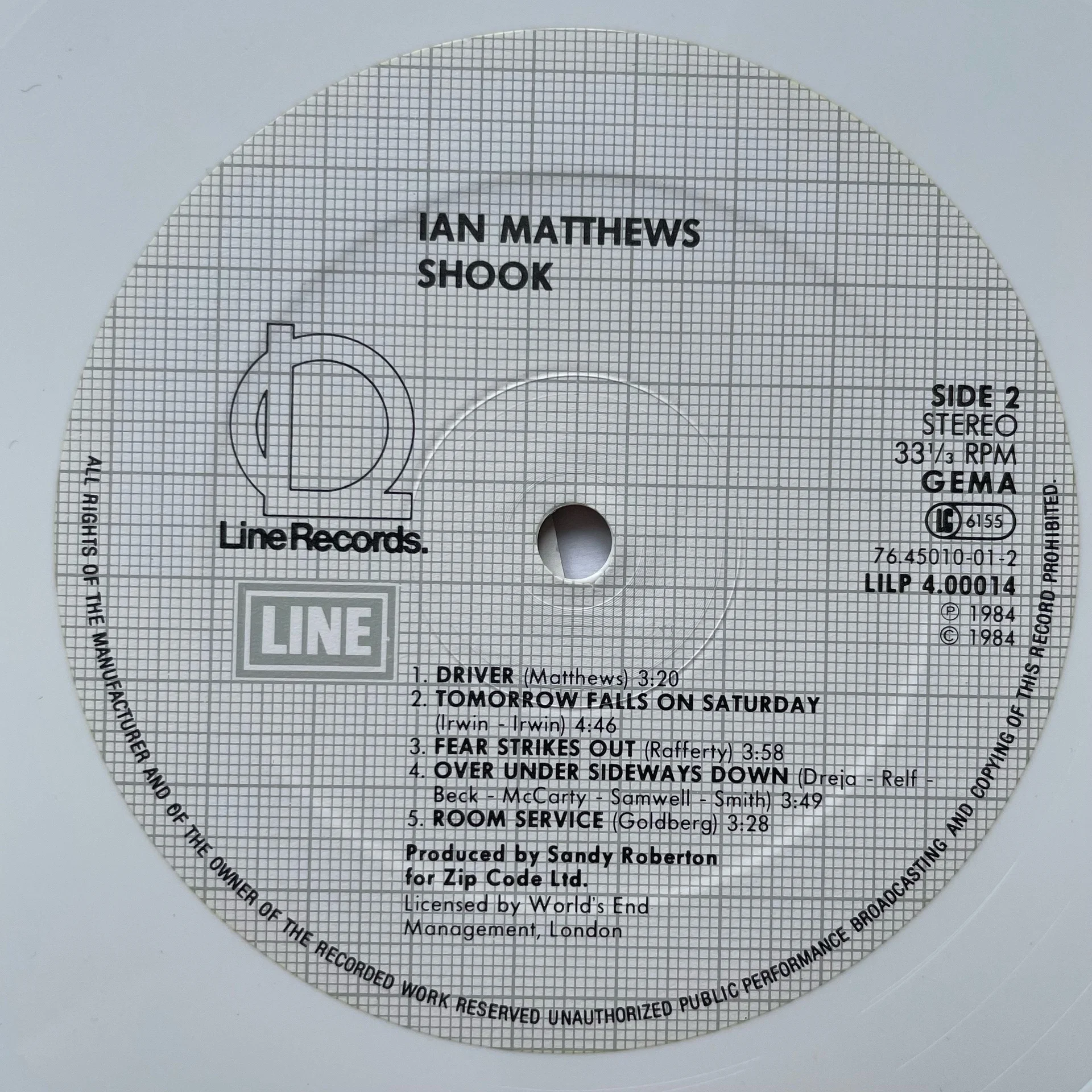 Винтажная виниловая пластинка LP Ian Matthews Shook (Германия 1985) (Белый Винил) - миниатюра 5