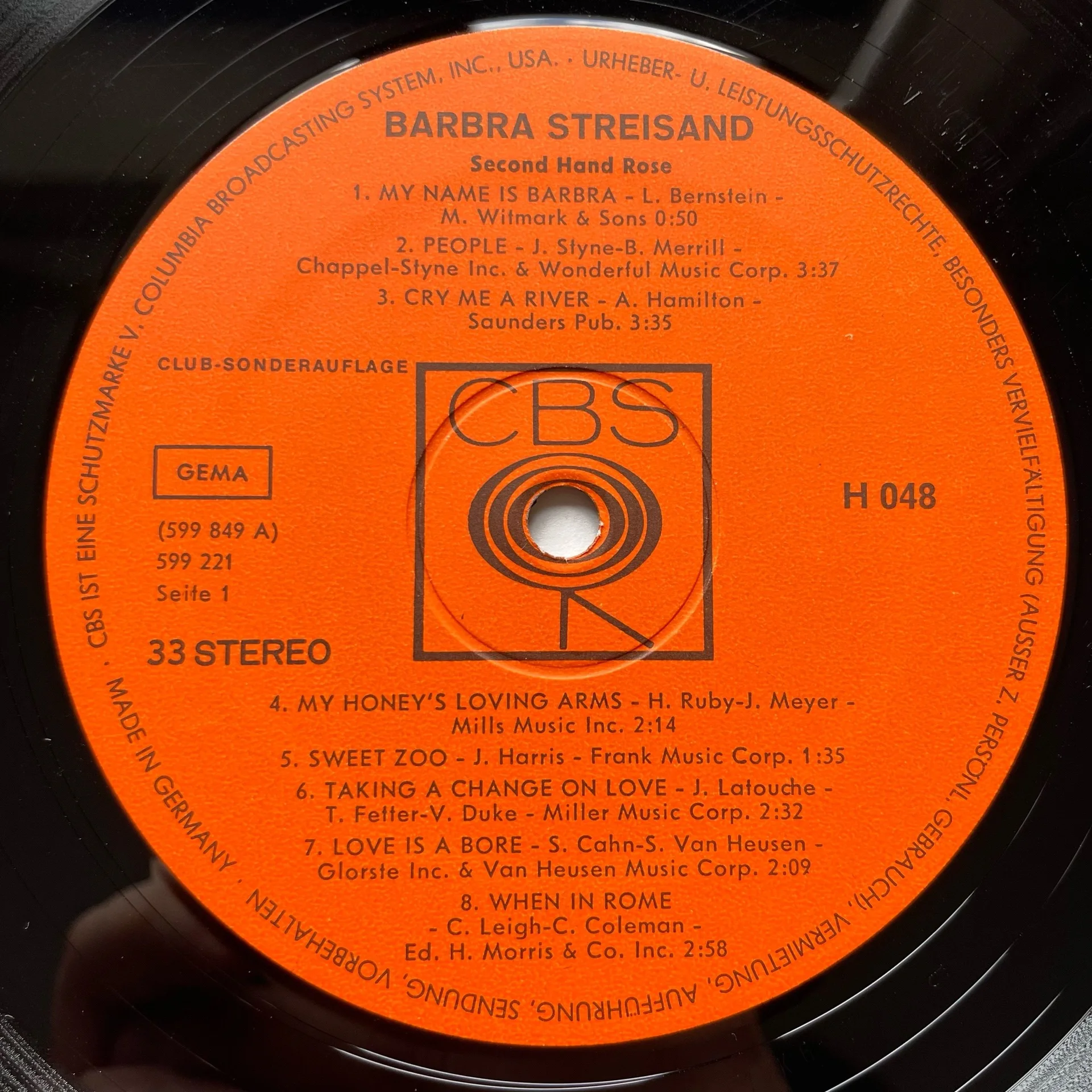 Винтажная виниловая пластинка LP Barbra Streisand Second Hand Rose (Германия 1967) - миниатюра 4