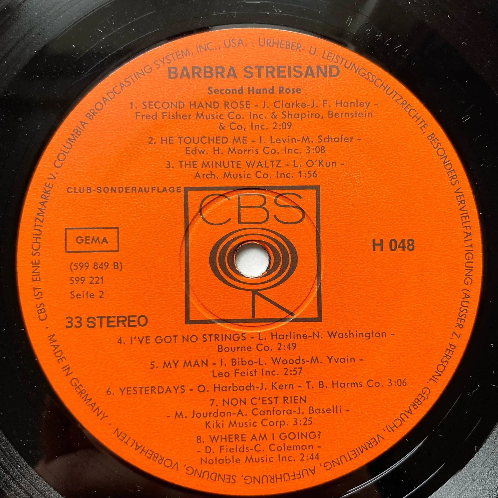 Винтажная виниловая пластинка LP Barbra Streisand Second Hand Rose (Германия 1967) - миниатюра 5