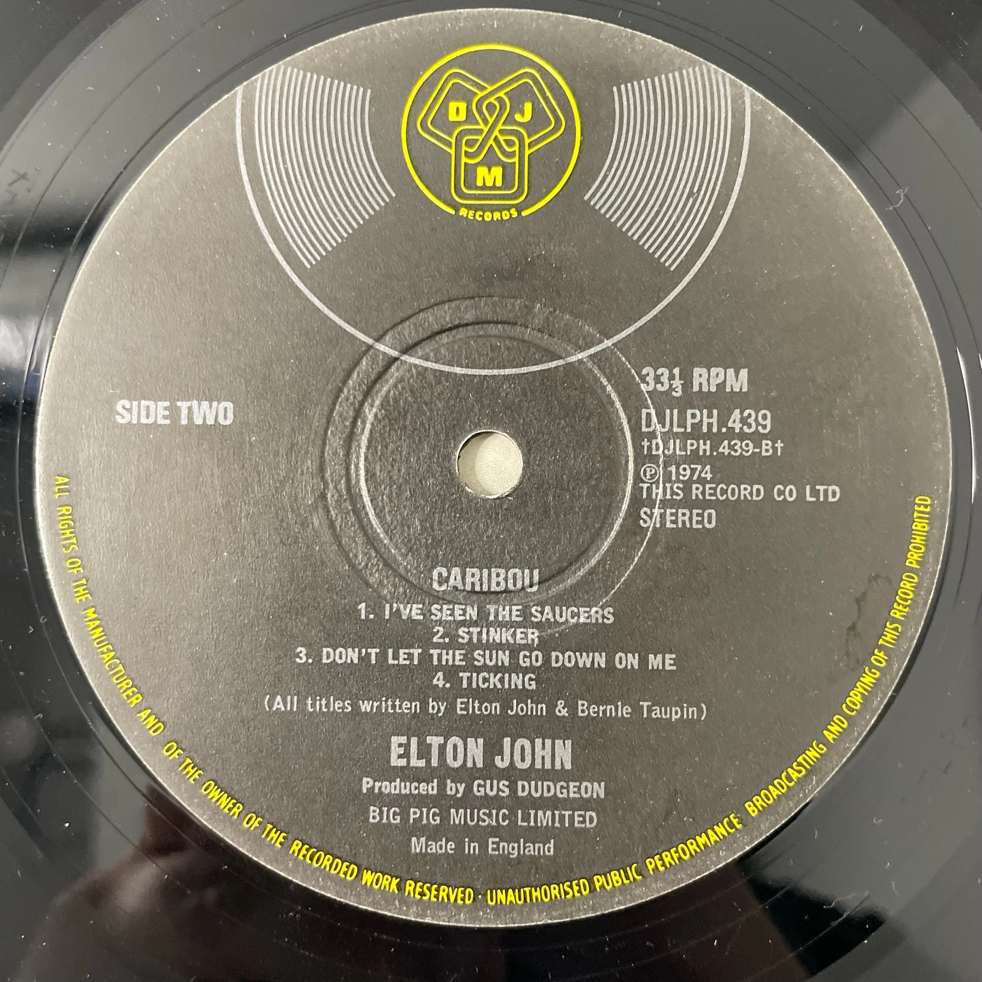 Винтажная виниловая пластинка LP Elton John Caribou (Англия 1974) - миниатюра 5