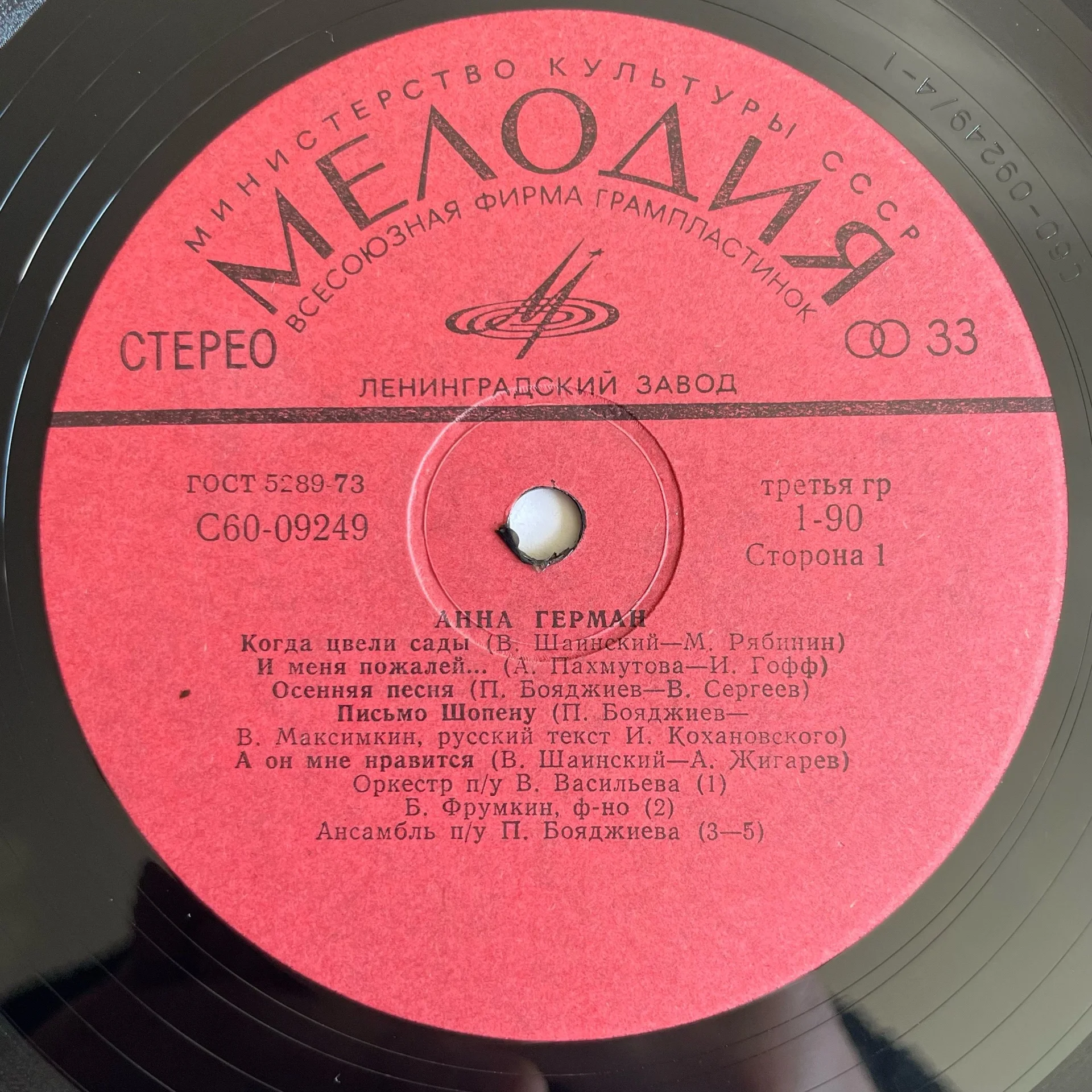 Винтажная виниловая пластинка LP Анна Герман Когда Цвели Сады (СССР 1977) - миниатюра 4