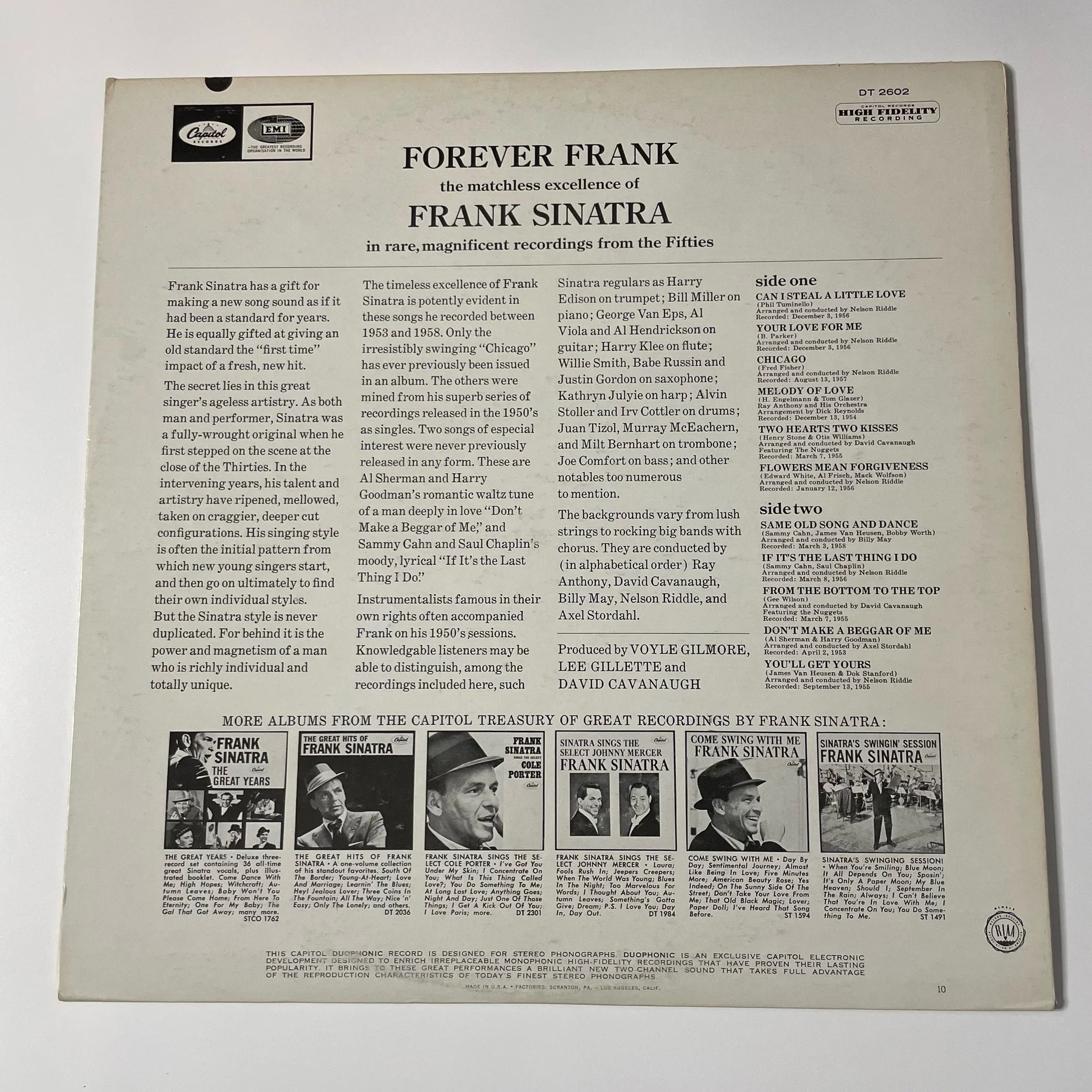 Винтажная виниловая пластинка LP Frank Sinatra Forever Frank (США 1966) - миниатюра 2