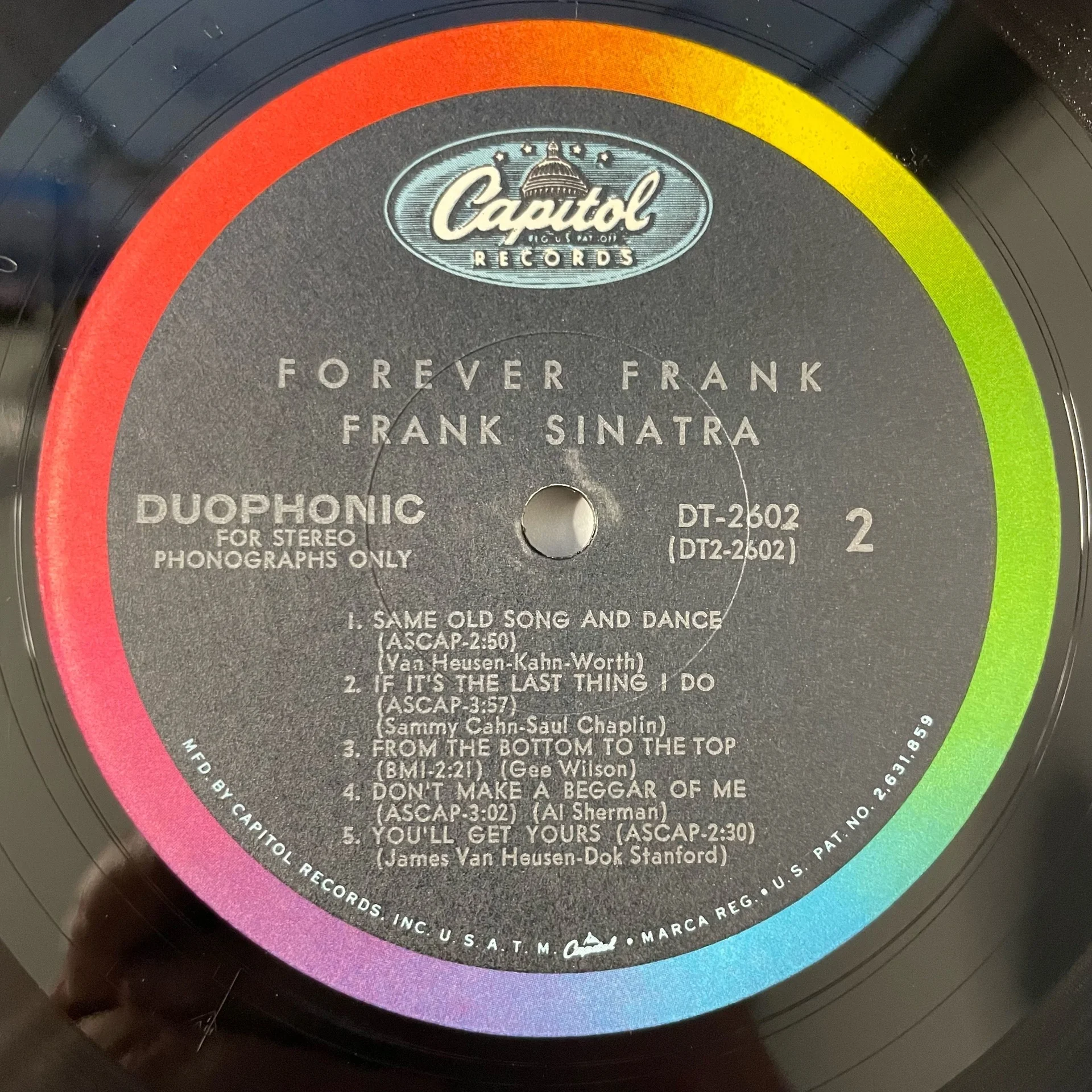 Винтажная виниловая пластинка LP Frank Sinatra Forever Frank (США 1966) - миниатюра 4