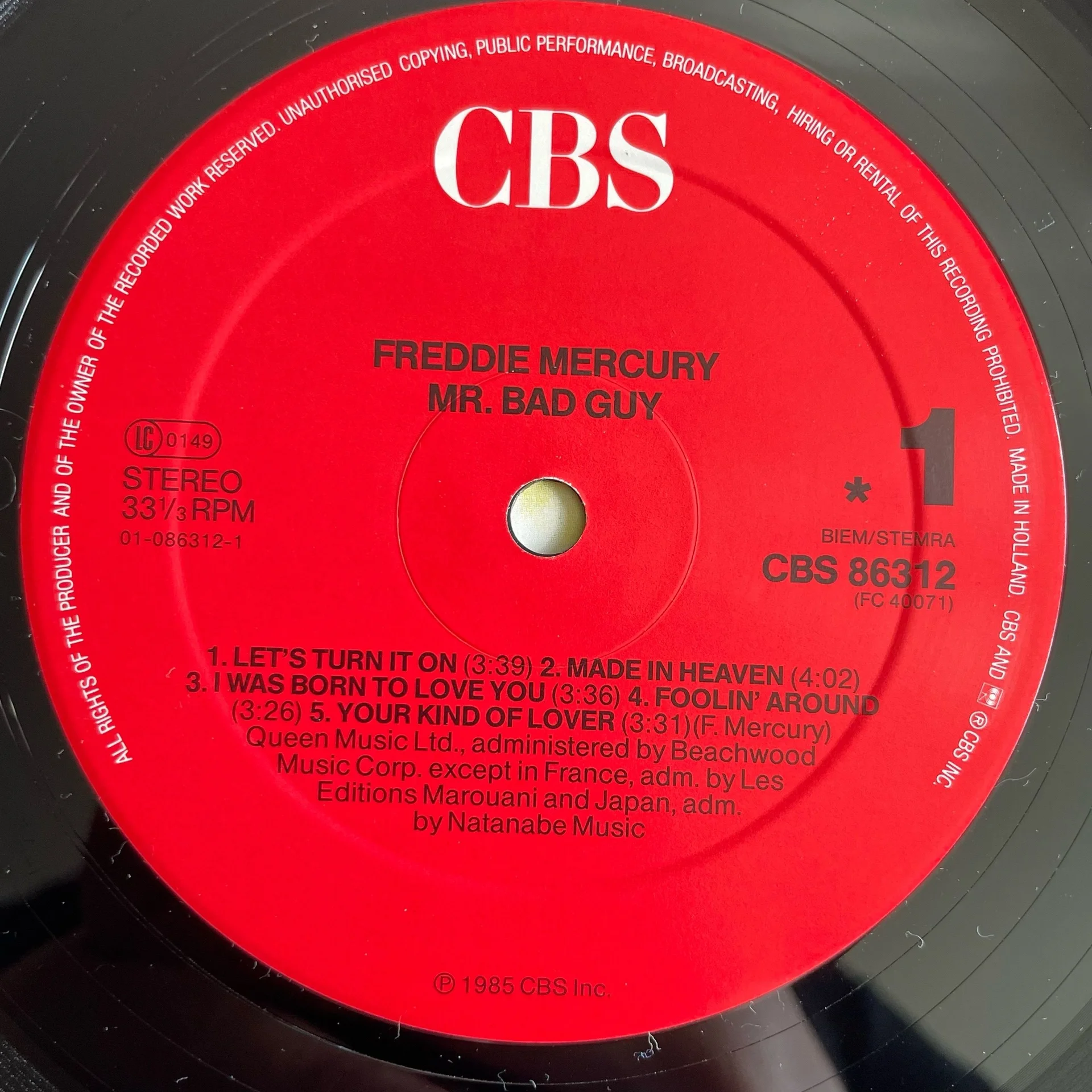 Винтажная виниловая пластинка LP Freddie Mercury Mr. Bad Guy (Нидерланды 1985) - миниатюра 4
