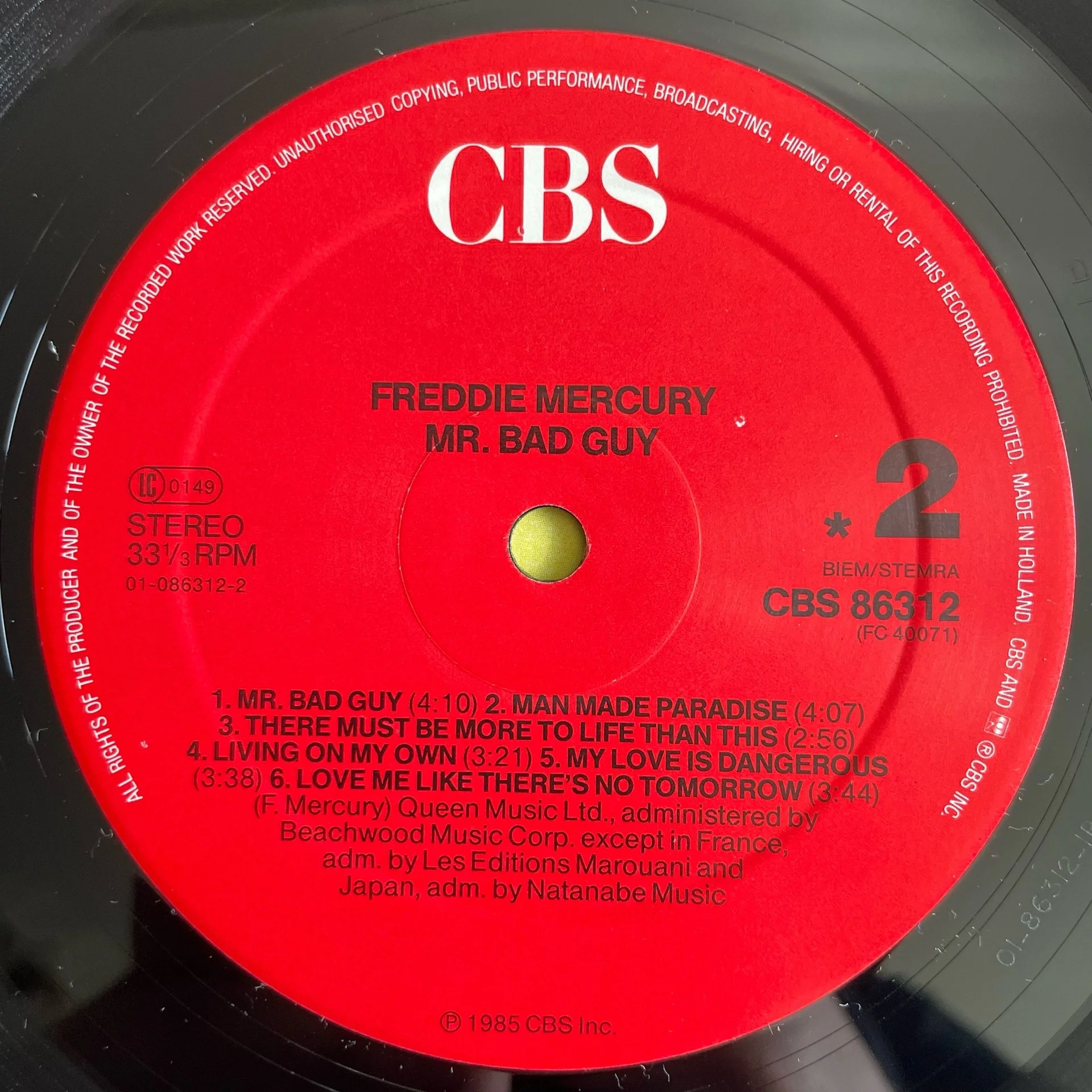 Винтажная виниловая пластинка LP Freddie Mercury Mr. Bad Guy (Нидерланды 1985) - миниатюра 5