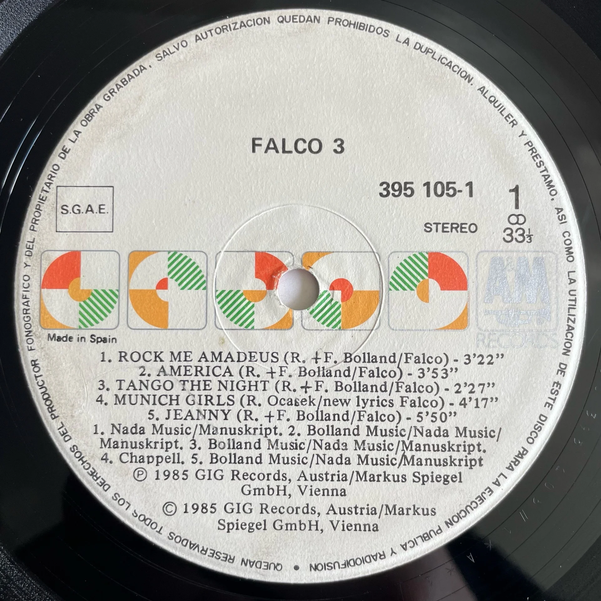 Винтажная виниловая пластинка LP Falco 3 (Испания 1985) - миниатюра 4