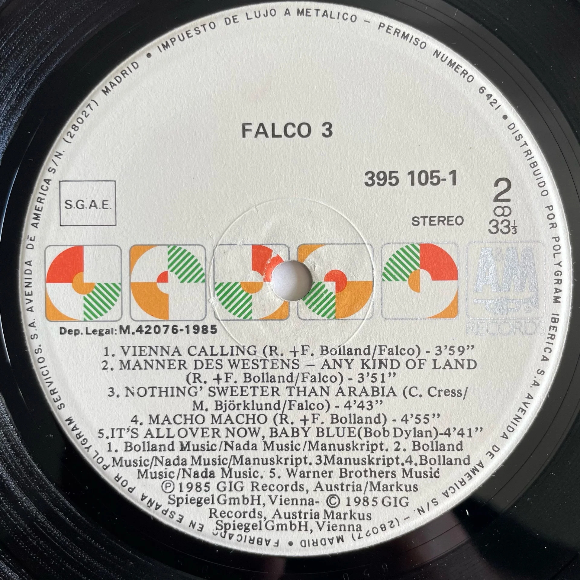 Винтажная виниловая пластинка LP Falco 3 (Испания 1985) - миниатюра 5