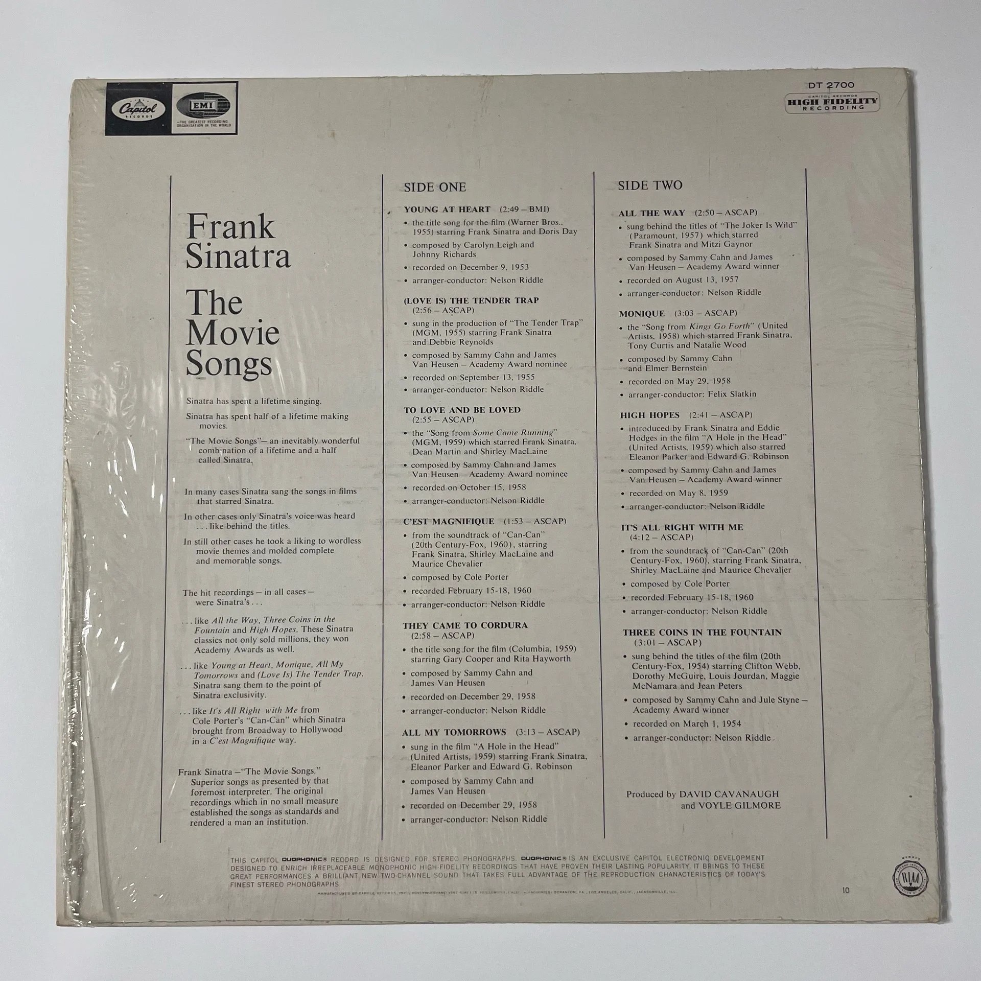 Винтажная виниловая пластинка LP Frank Sinatra The Movie Songs (США 1967) - миниатюра 2