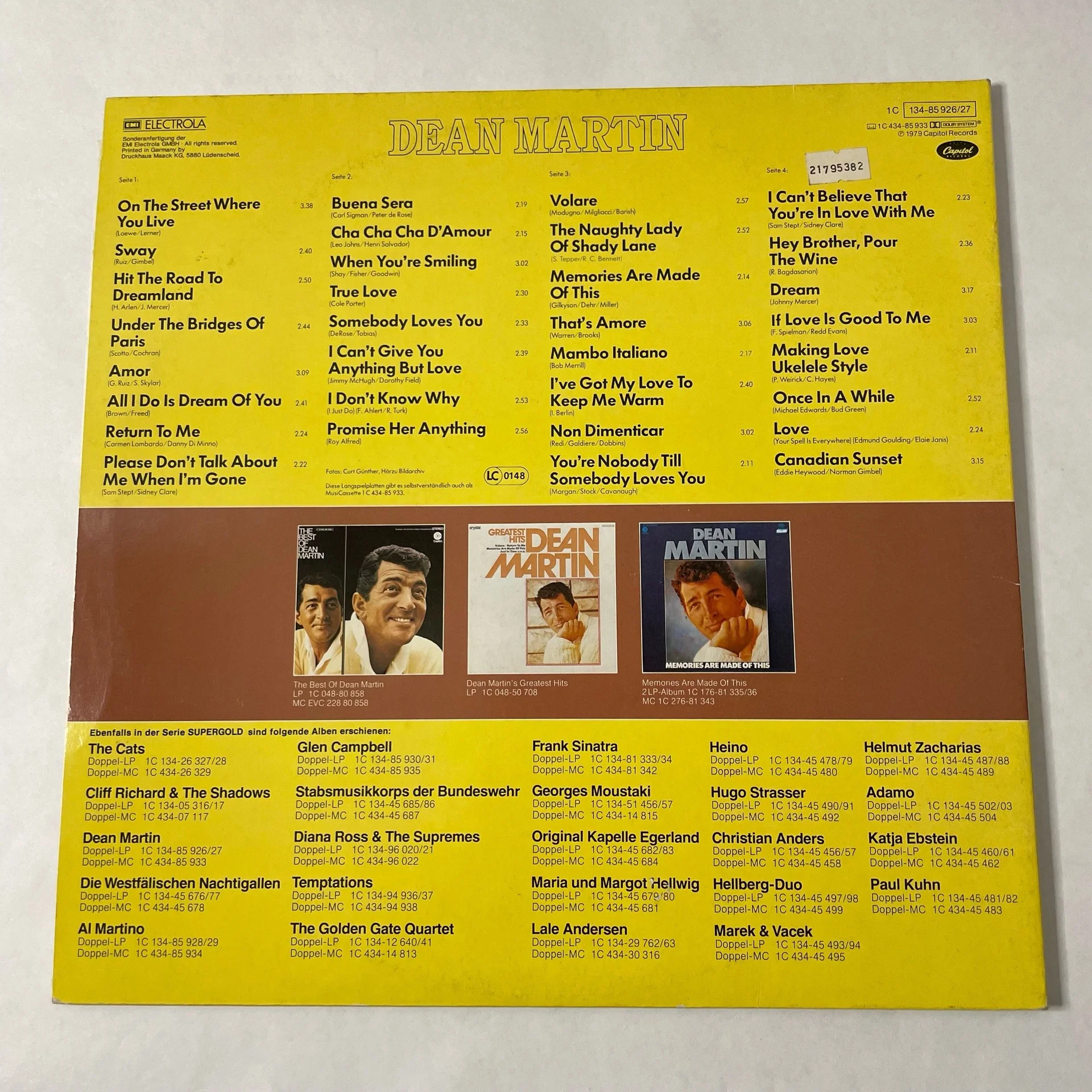 Винтажная виниловая пластинка LP Dean Martin Supergold (Германия 1979) - миниатюра 3