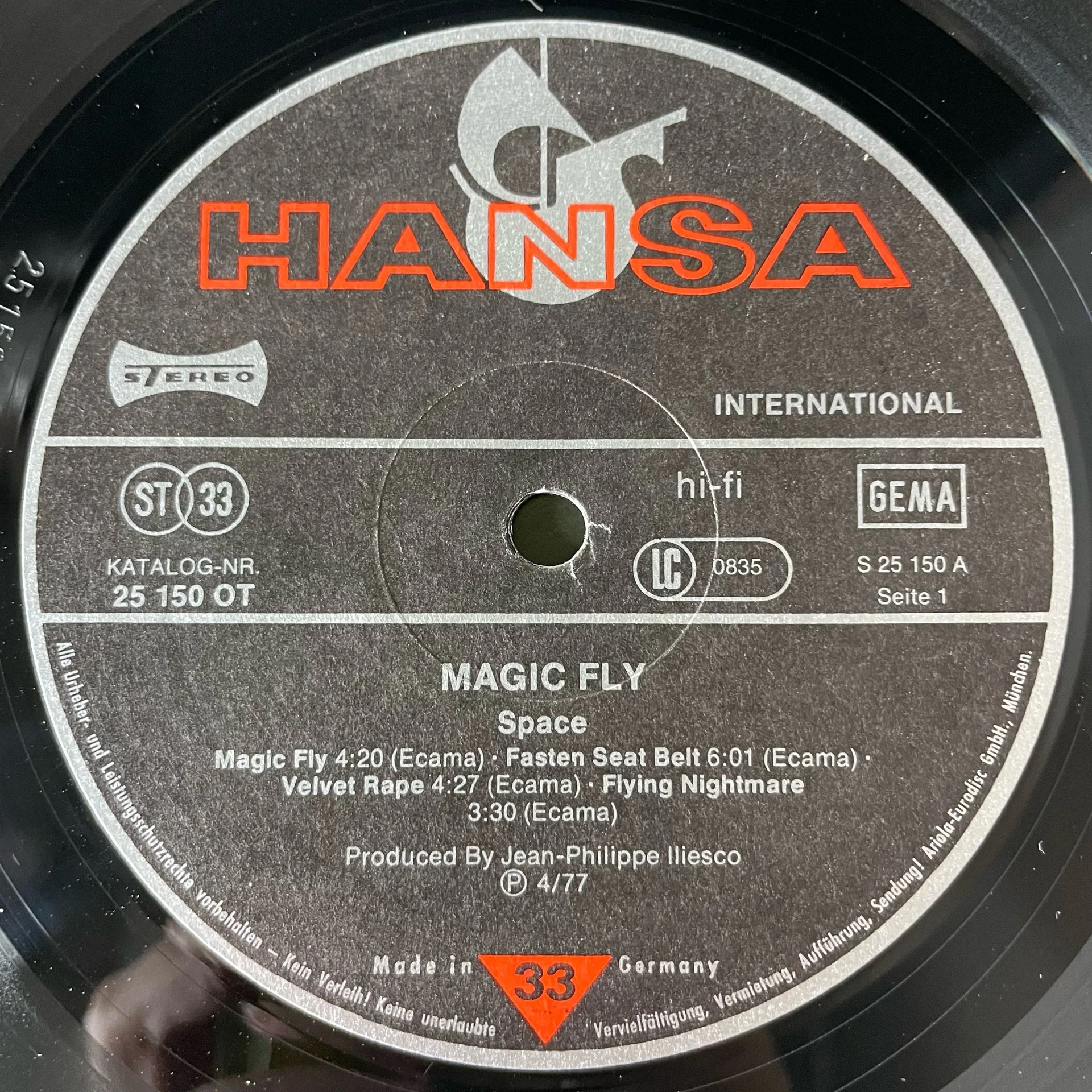 Винтажная виниловая пластинка LP Space Magic Fly (Германия 1977) - миниатюра 4