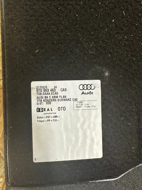 Коврик багажника Audi A4 8K CDHB 1.8 2008 - миниатюра 3
