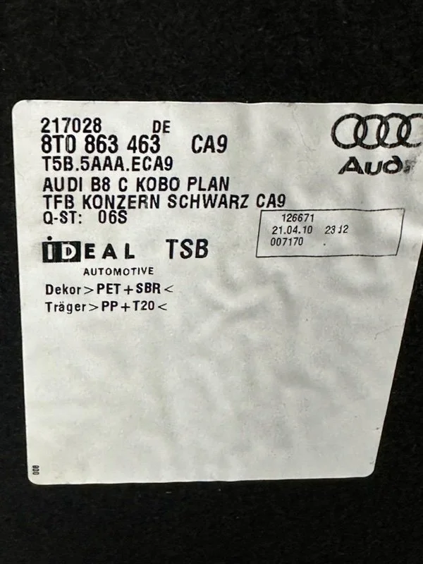Пол багажника Audi A4 8K CDHB 2010 - миниатюра 9