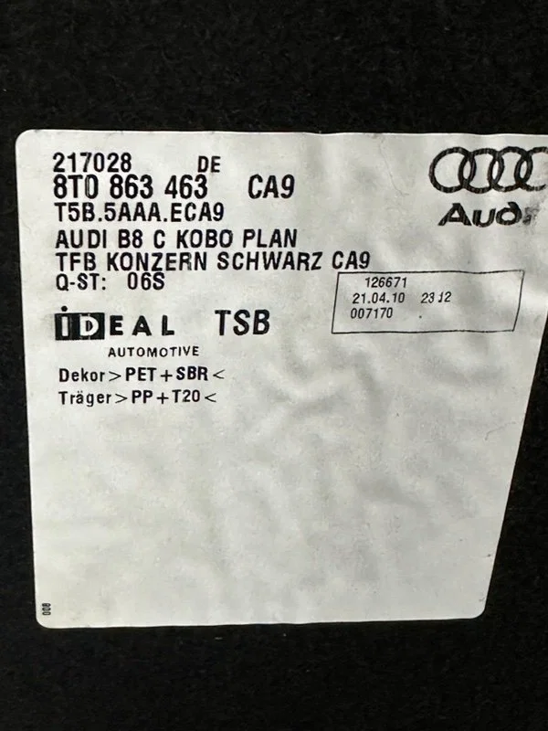 Пол багажника Audi A4 8K CDHB 2010 - миниатюра 9