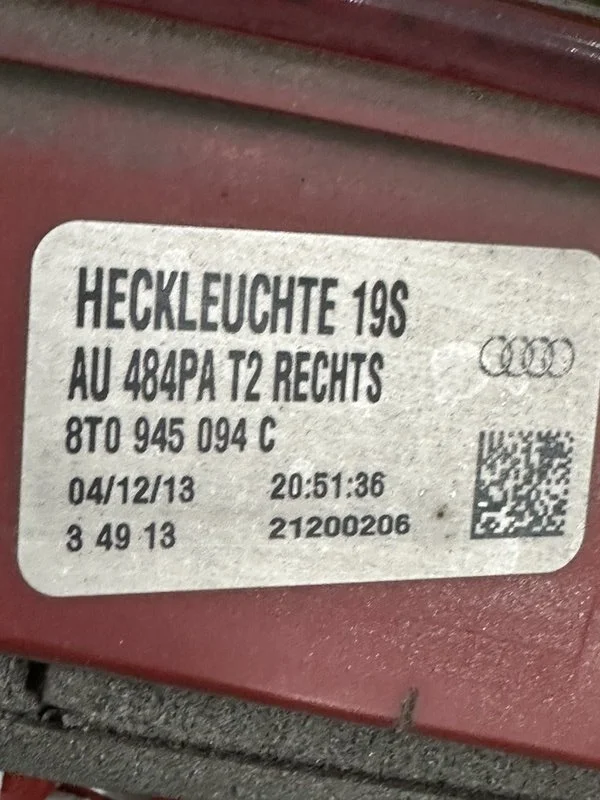 Стоп-сигнал правый Audi S5 8T CGW 2013 - миниатюра 9