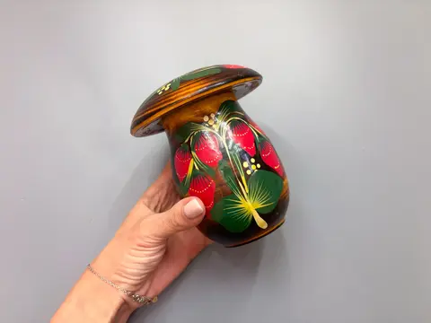 Винтажная копилка грибок с росписью СССР
