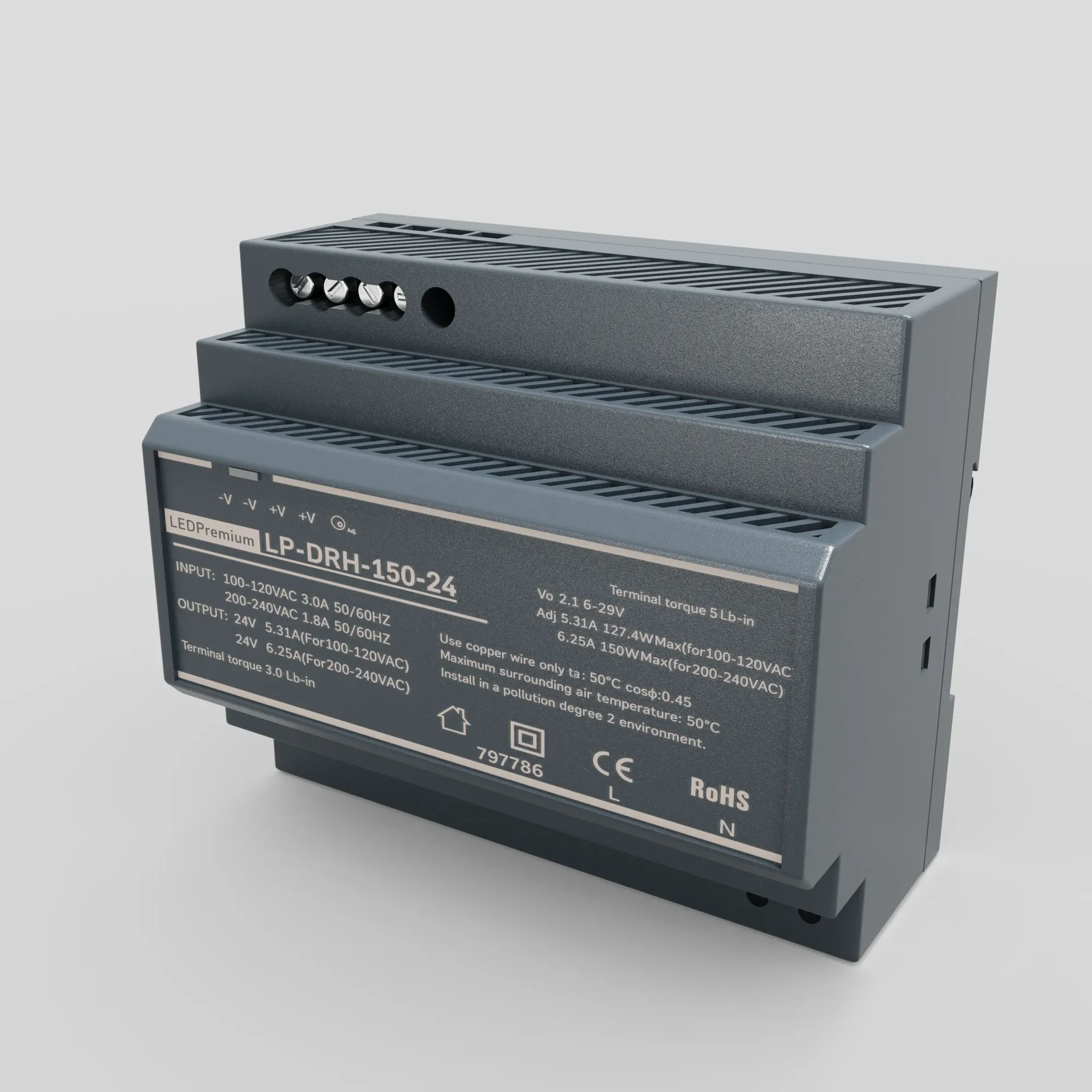 Блок питания на DIN-рейку LP-DRH-150-24 (24V
