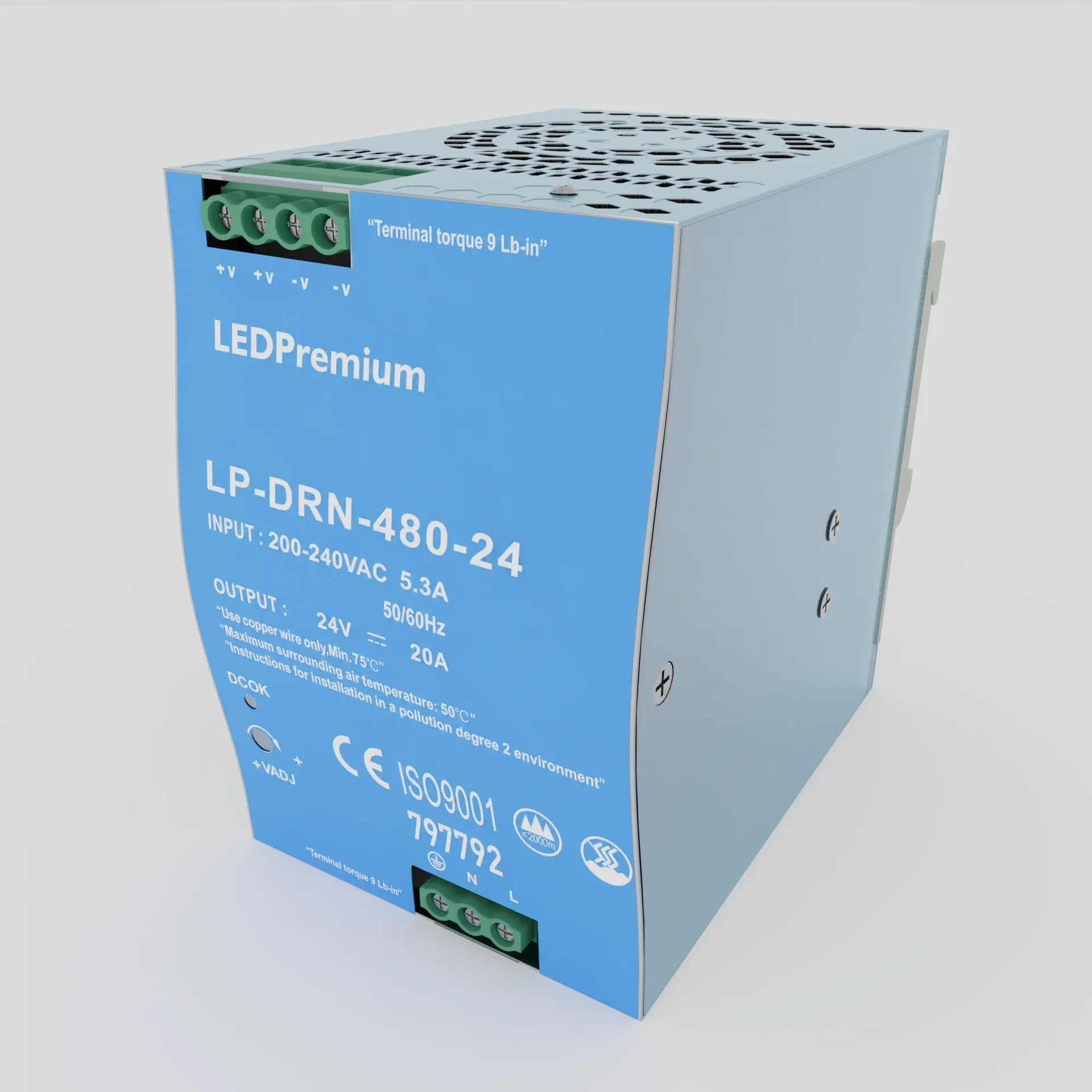 Блок питания на DIN-рейку LP-DRN-480-24 (24V, 20A