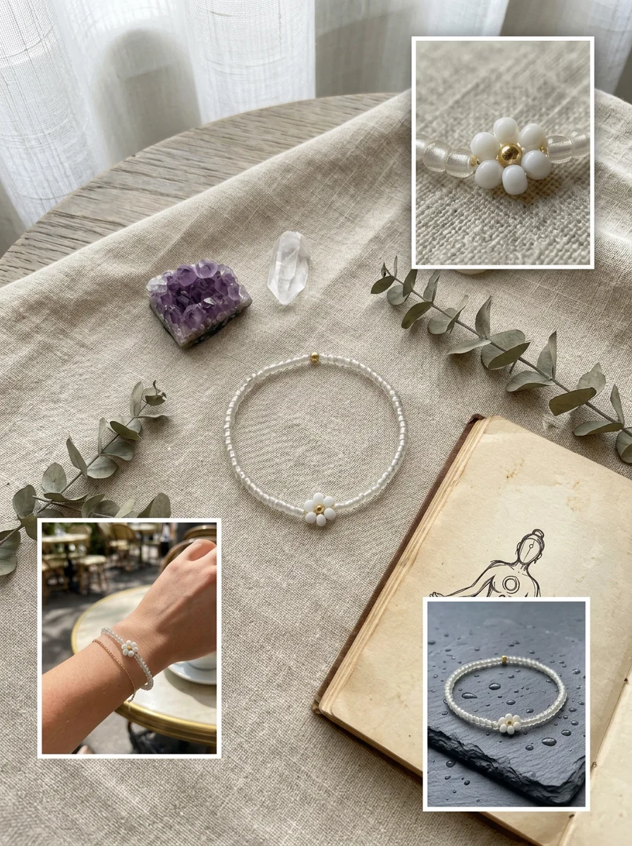 Коллекция браслетов из бисера (White Aesthetic) - изображение 1