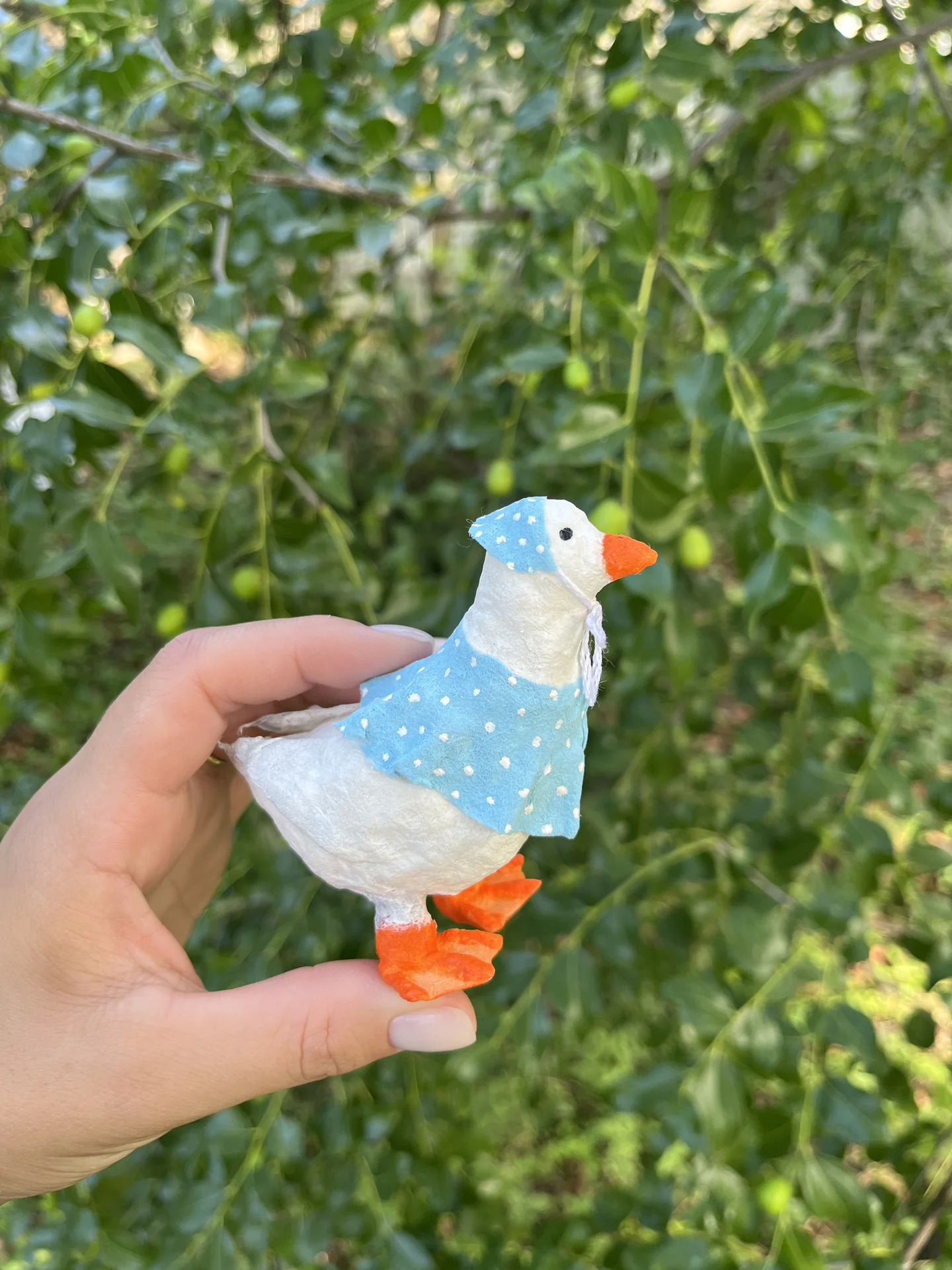 Елочная игрушка из ваты утка - изображение 1