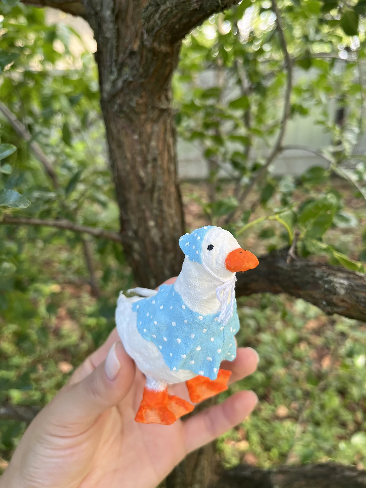 Елочная игрушка из ваты утка - миниатюра 4