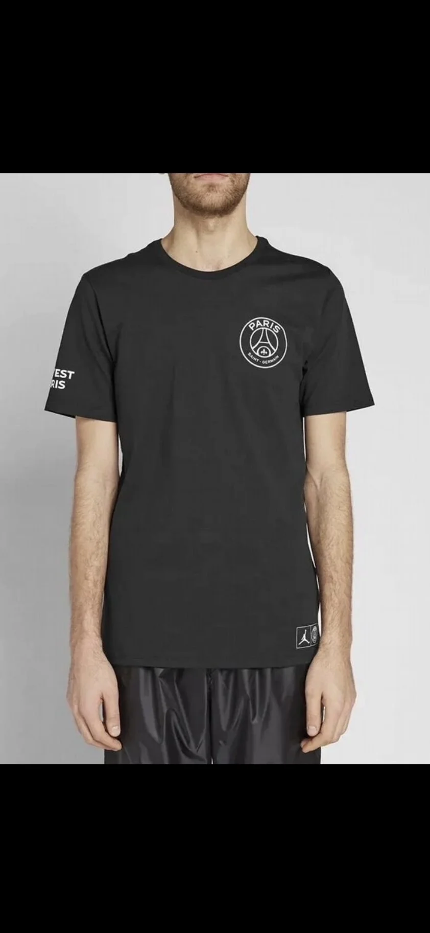 Футболка Jordan X PSG T-Shirt Мужская Черная - миниатюра 3