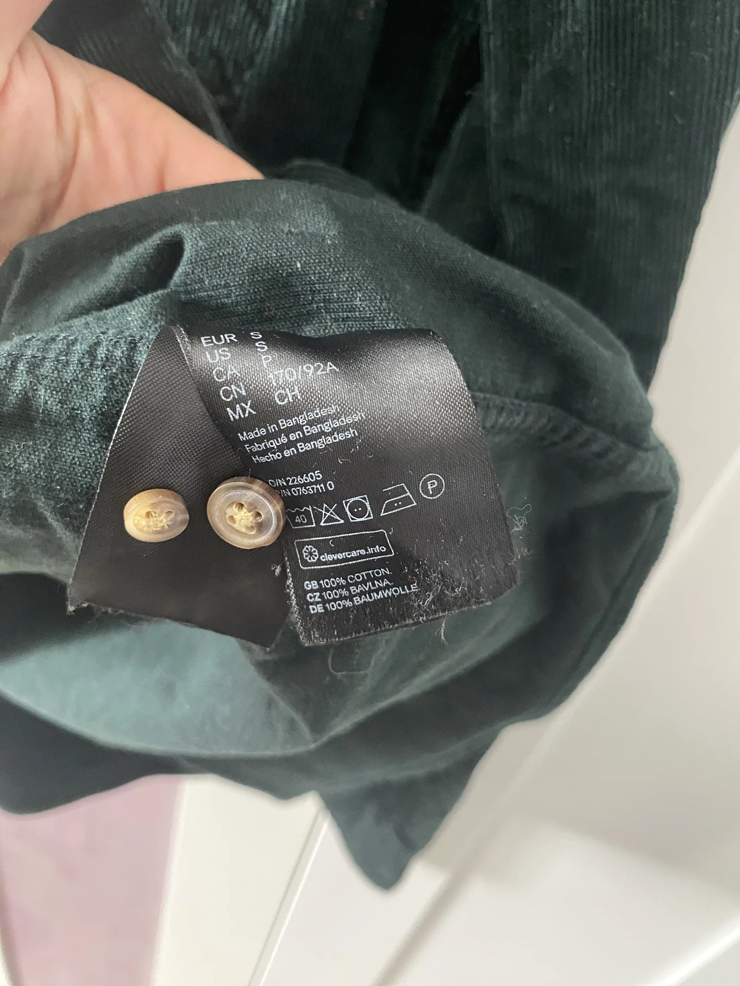 Рубашка мужская вельветовая изумрудная H&M S - миниатюра 4
