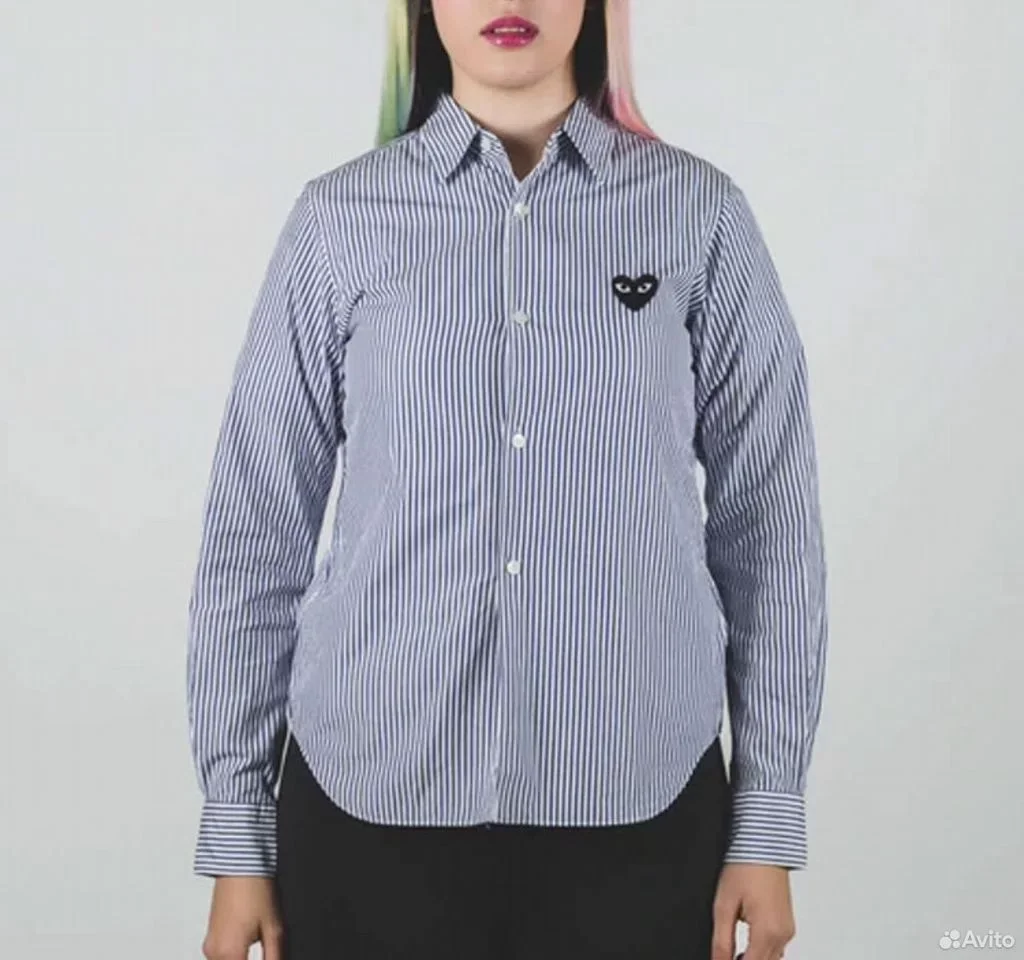 Рубашка Comme des Garcons Play Striped Shirt - миниатюра 3
