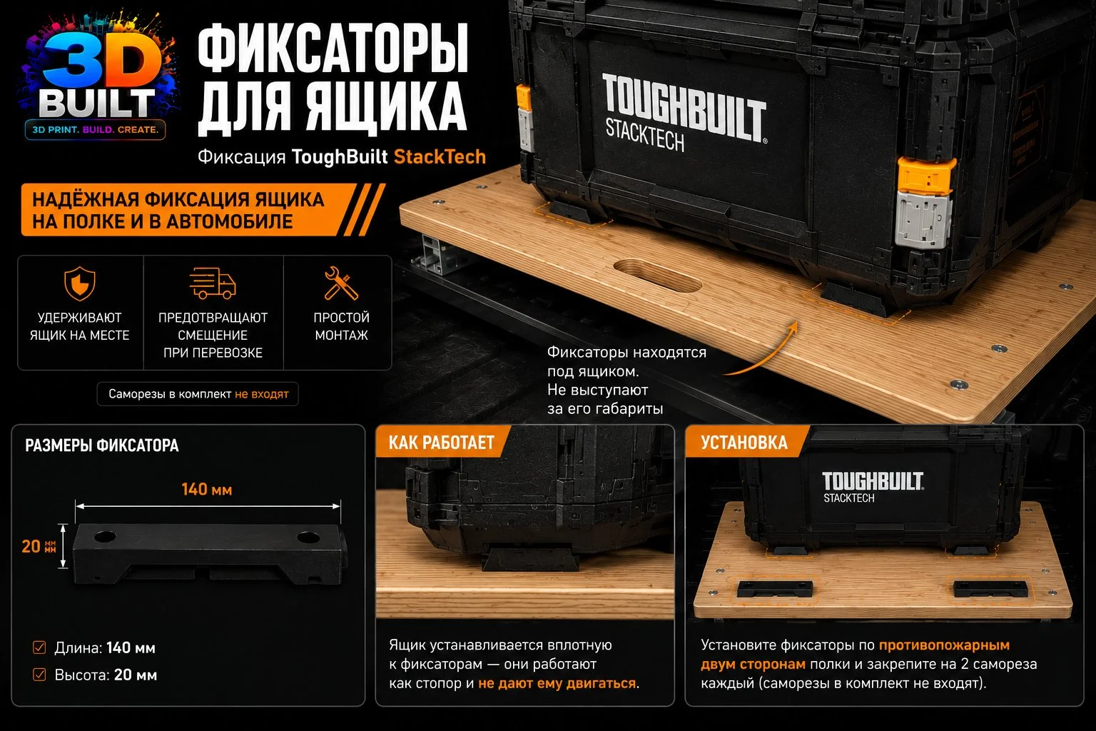 Упоры-фиксаторы для ToughBuilt StackTech - миниатюра 2