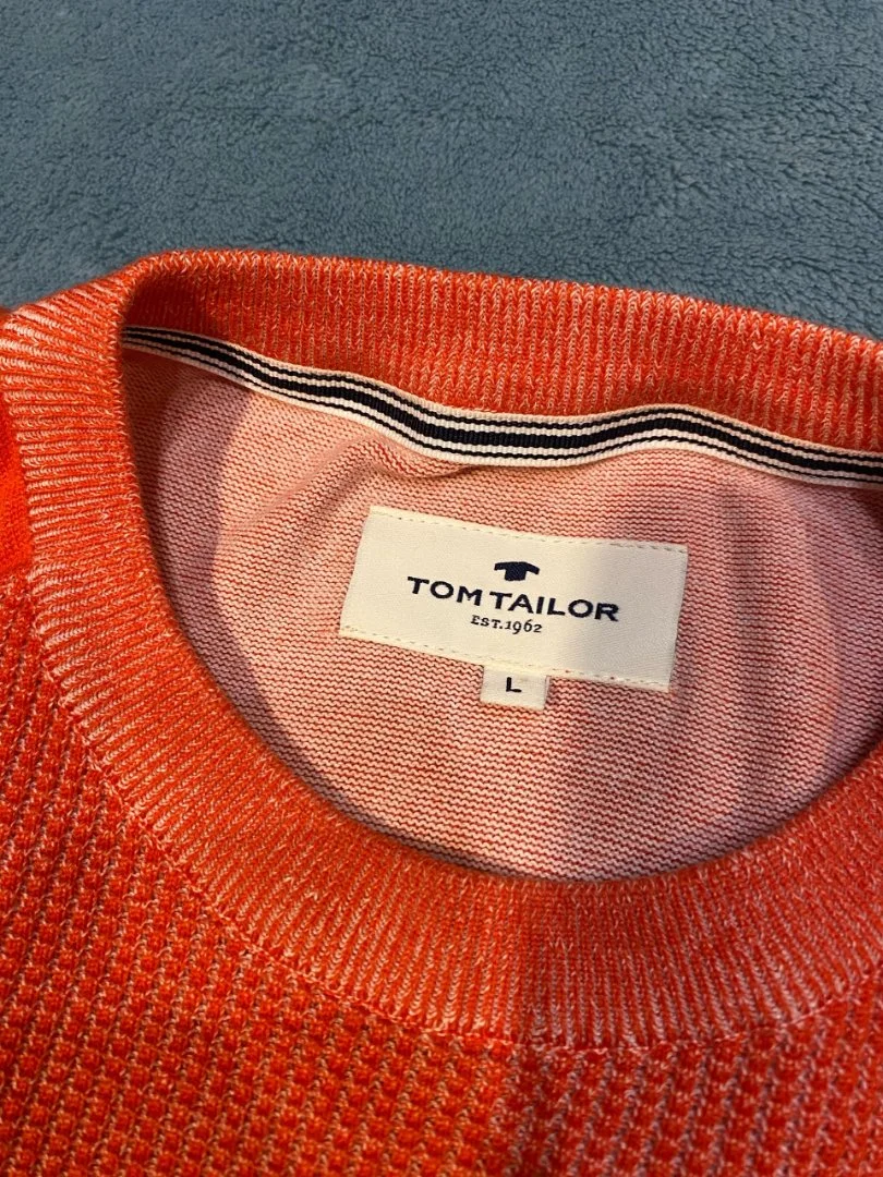 Свитер TOM TAILOR, ярко-оранжевый, фактурный трикотаж, размер L. - миниатюра 2