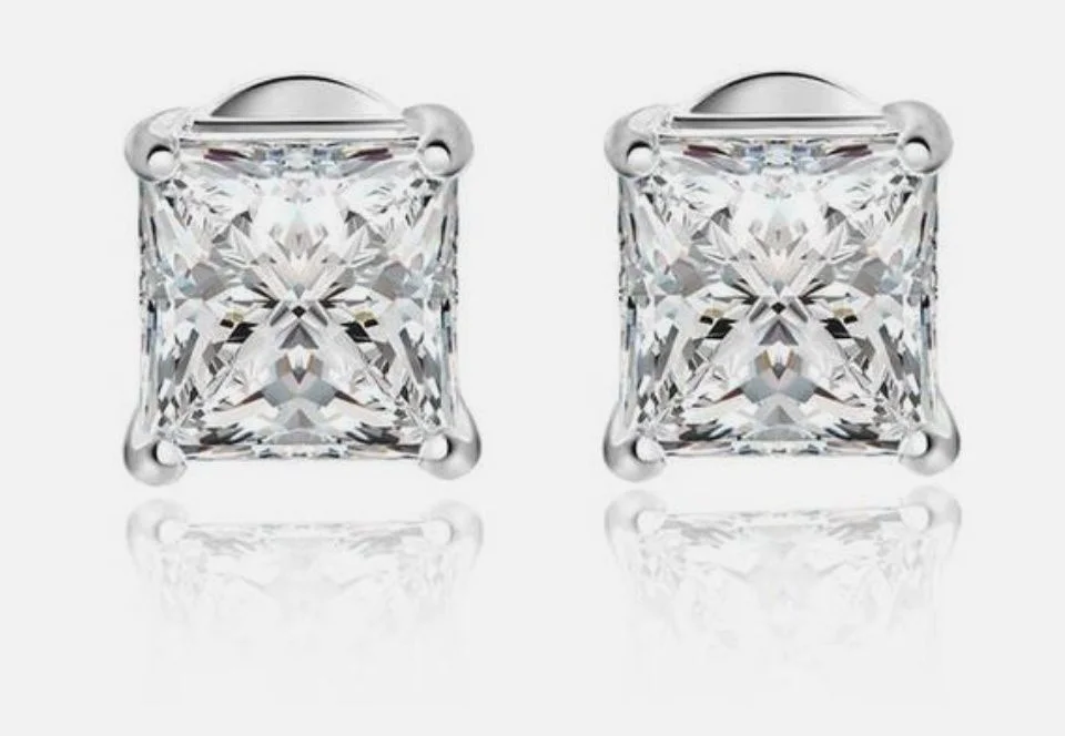 Пусеты серебро с бриллиантом (муассанит) 2ct, 6ct - миниатюра 6