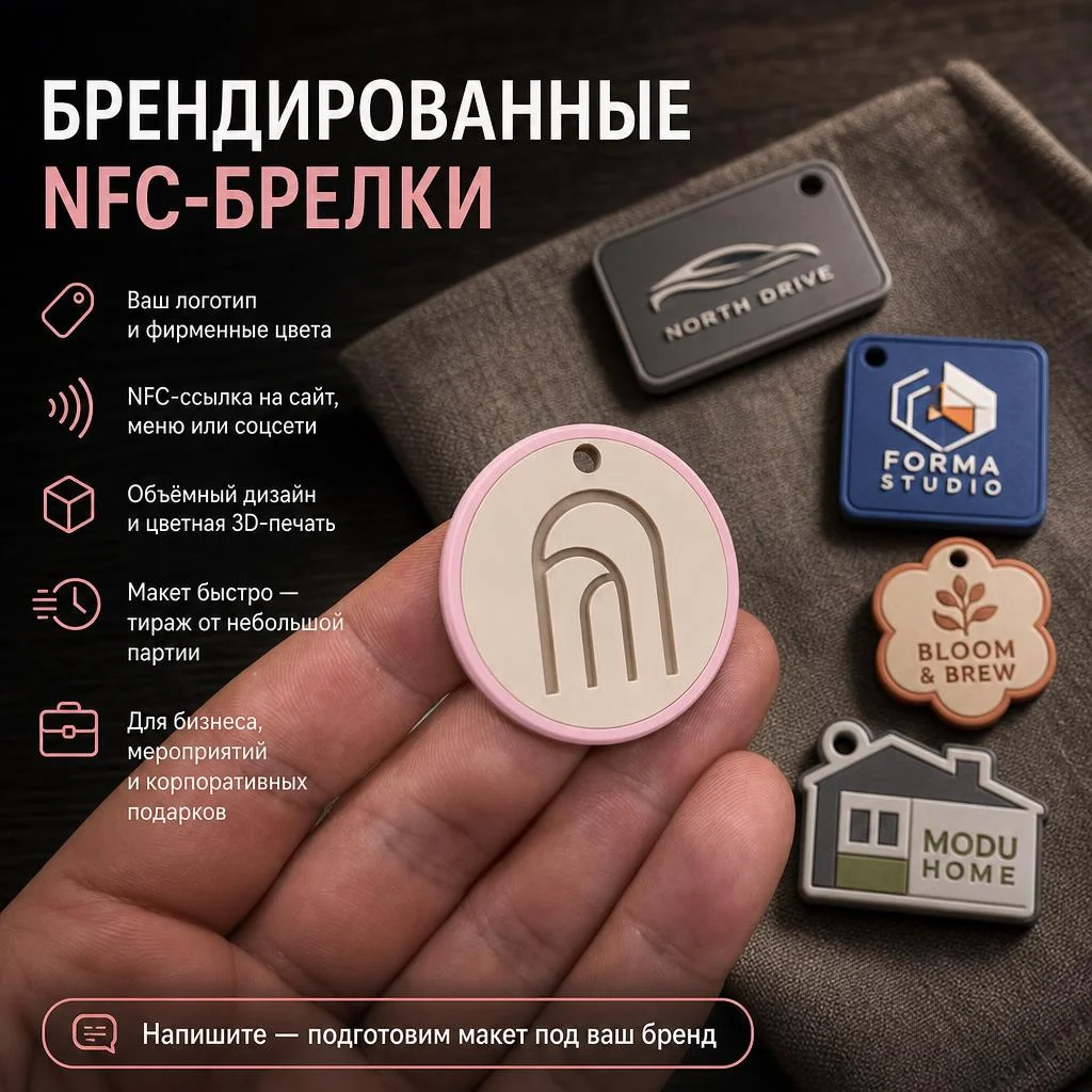 NFC-брелки с логотипом 3D-мерч, маскоты, макеты