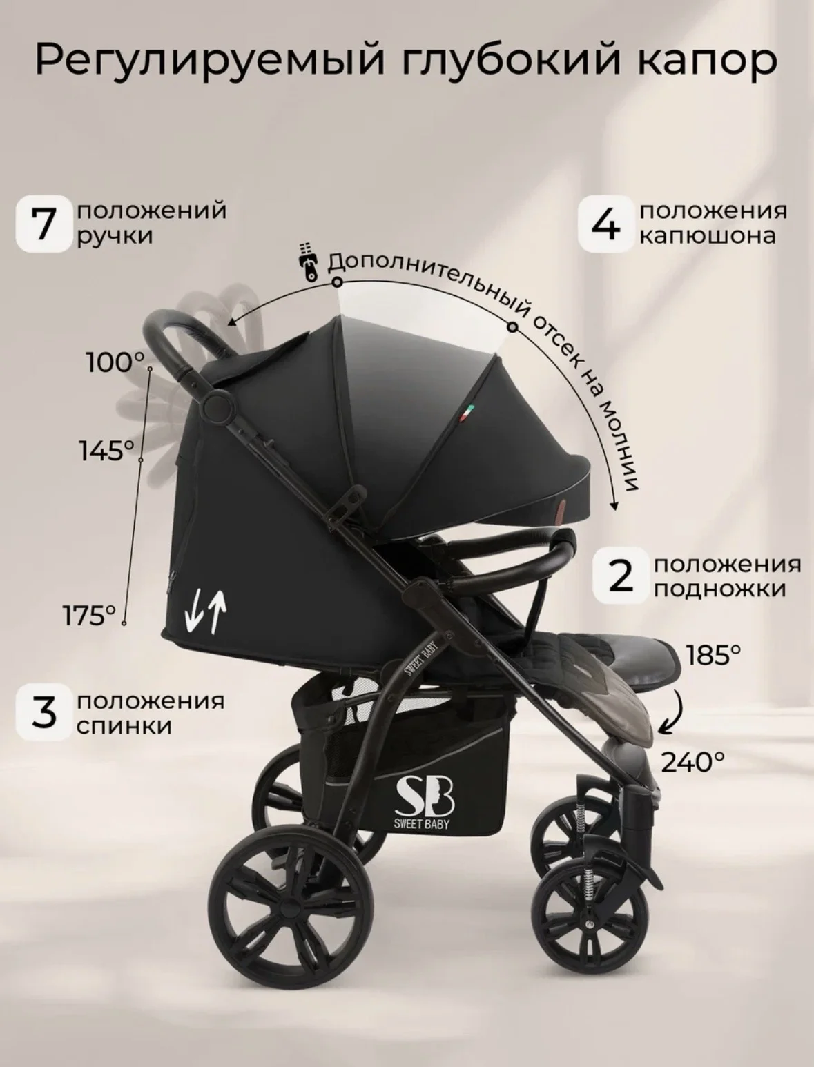 Коляска прогулочная Sweet baby - миниатюра 2