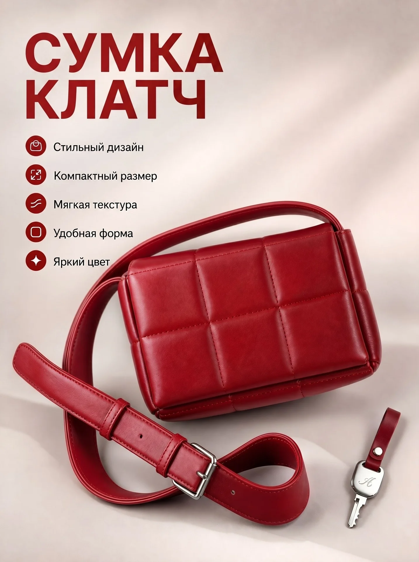 Сумка клатч красная - изображение 1