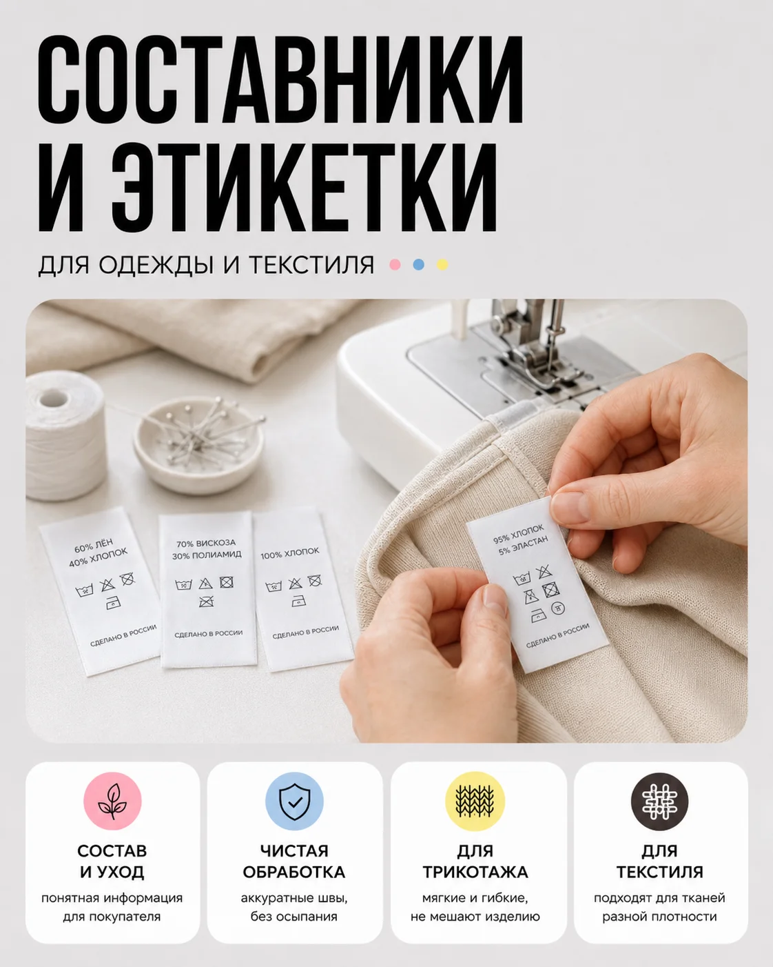 пришив лейблов , составников , бирок - миниатюра 2