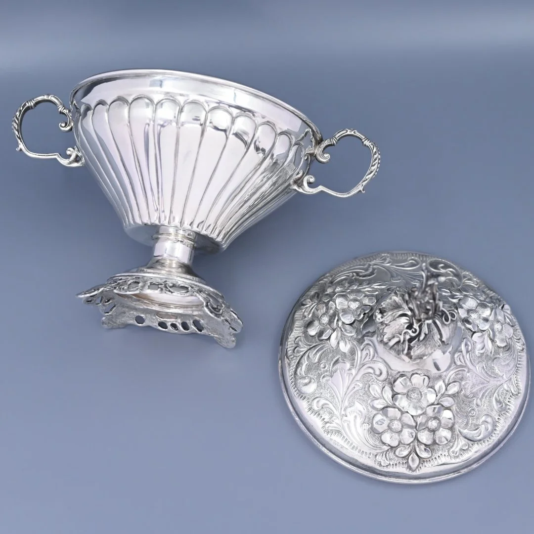 Конфетница с крышкой серебро 925 проба Кипр - миниатюра 3