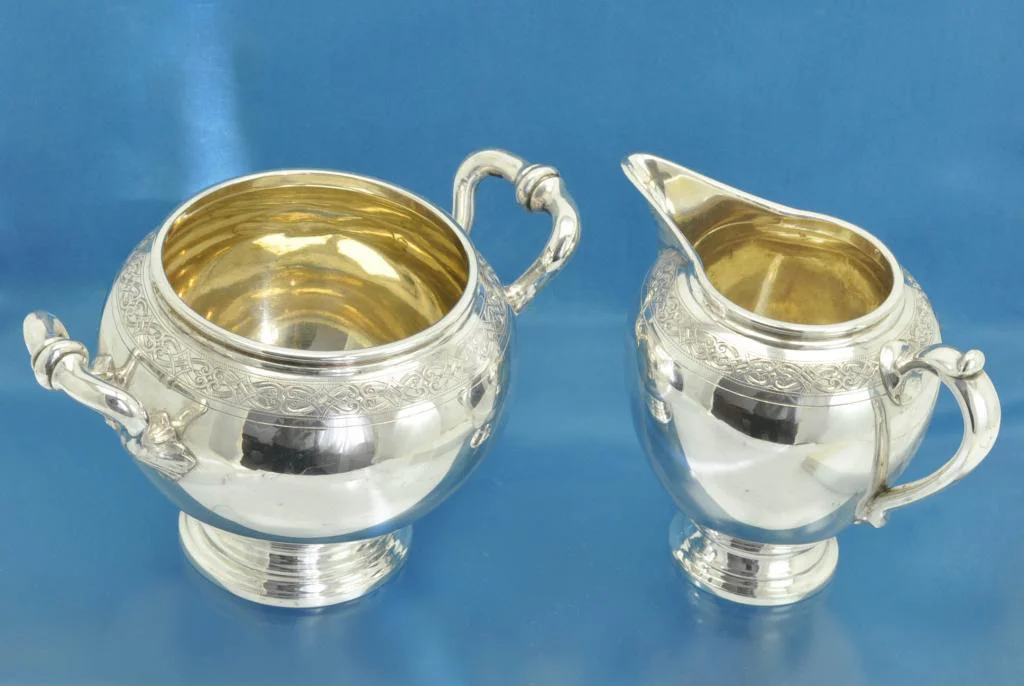 САХАРНИЦА + СЛИВОЧНИК серебро 800 пробы - миниатюра 2