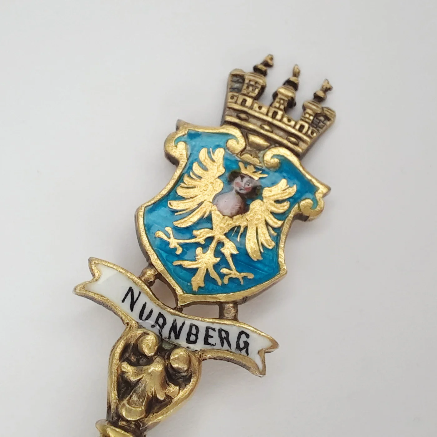 Ложка "Nurnberg" серебро 800 позолота эмаль Германия - миниатюра 3
