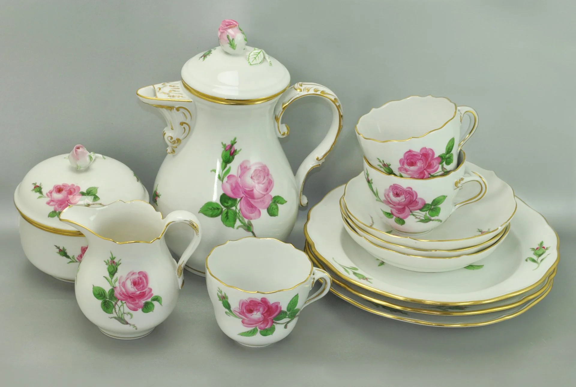 КОФЕЙНЫЙ СЕРВИЗ "Роза" фарфор Meissen ручная роспись - изображение 1