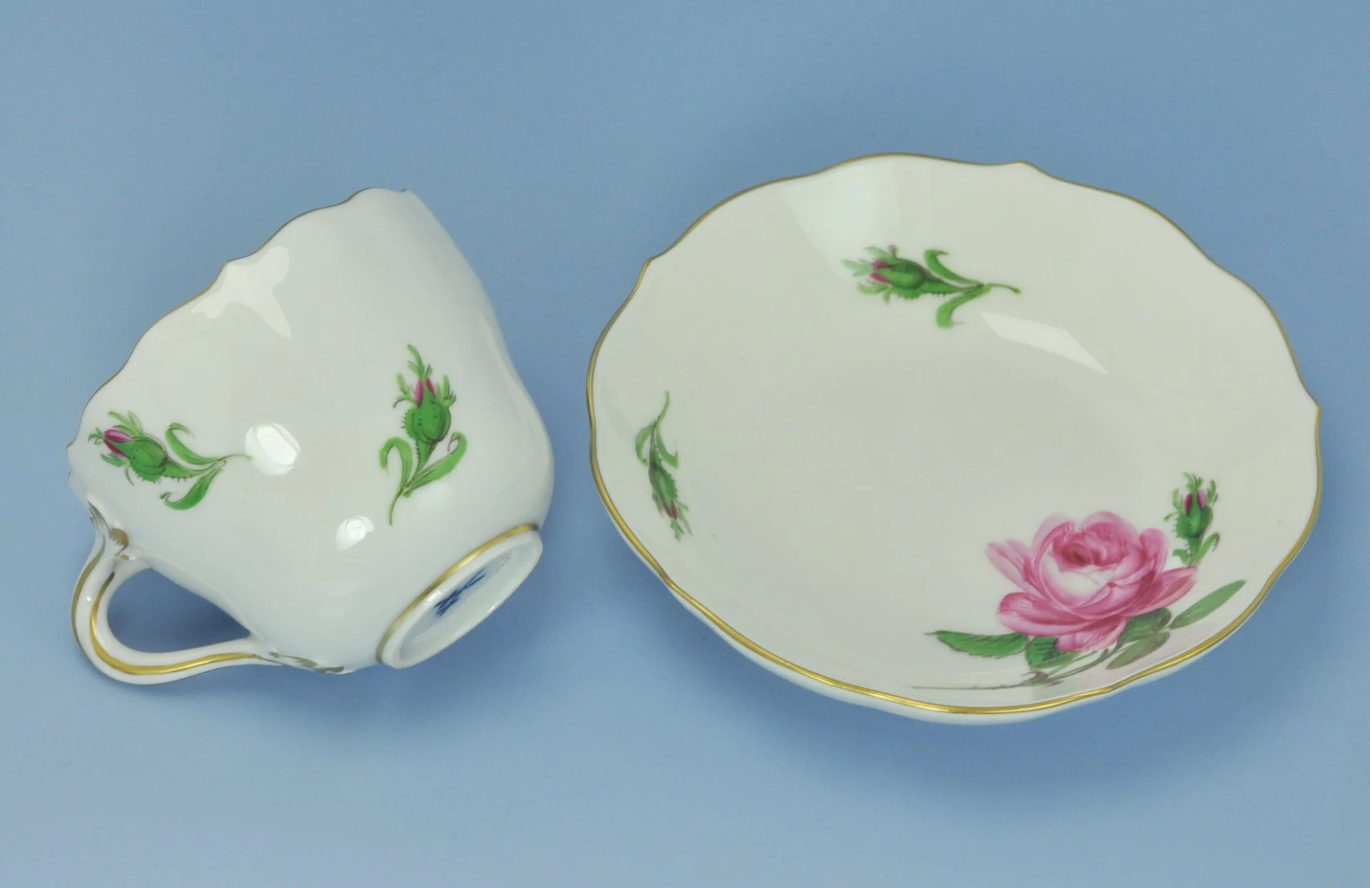 КОФЕЙНЫЙ СЕРВИЗ "Роза" фарфор Meissen ручная роспись - миниатюра 8