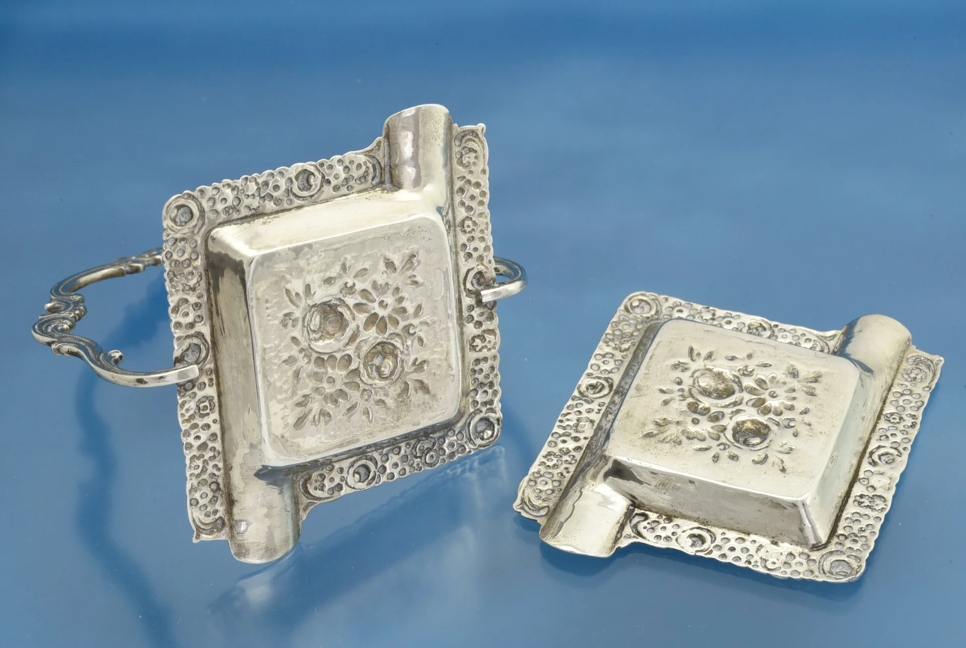 2 ПЕПЕЛЬНИЦЫ серебро 800 пробы Роза - миниатюра 4