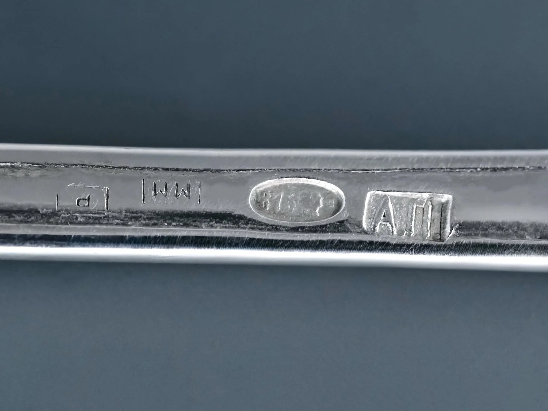 Ложка чайная серебро 875 проба СССР - миниатюра 4