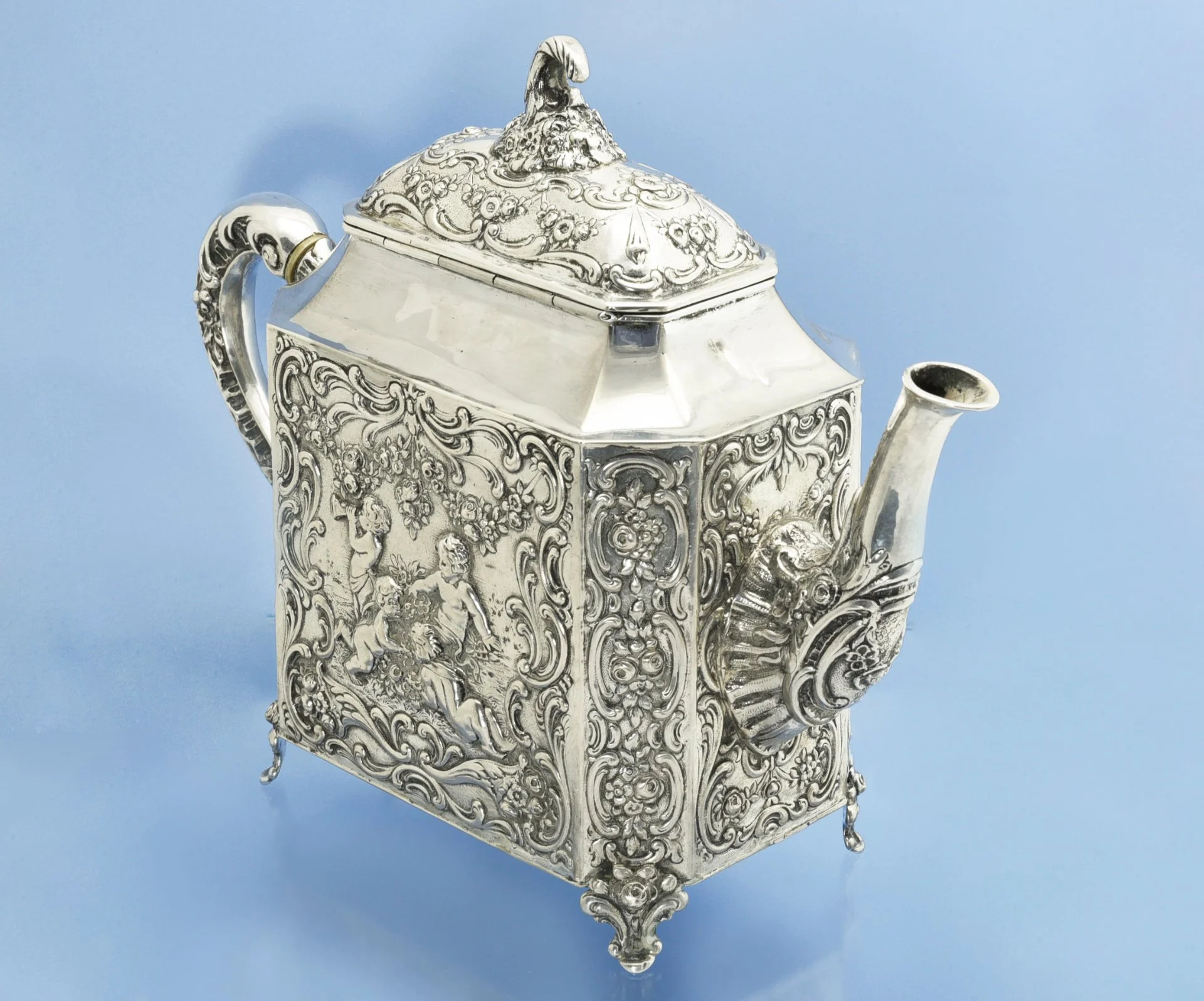 ЧАЙНО - КОФЕЙНЫЙ СЕРВИЗ серебро 800 пробы Германия - миниатюра 3