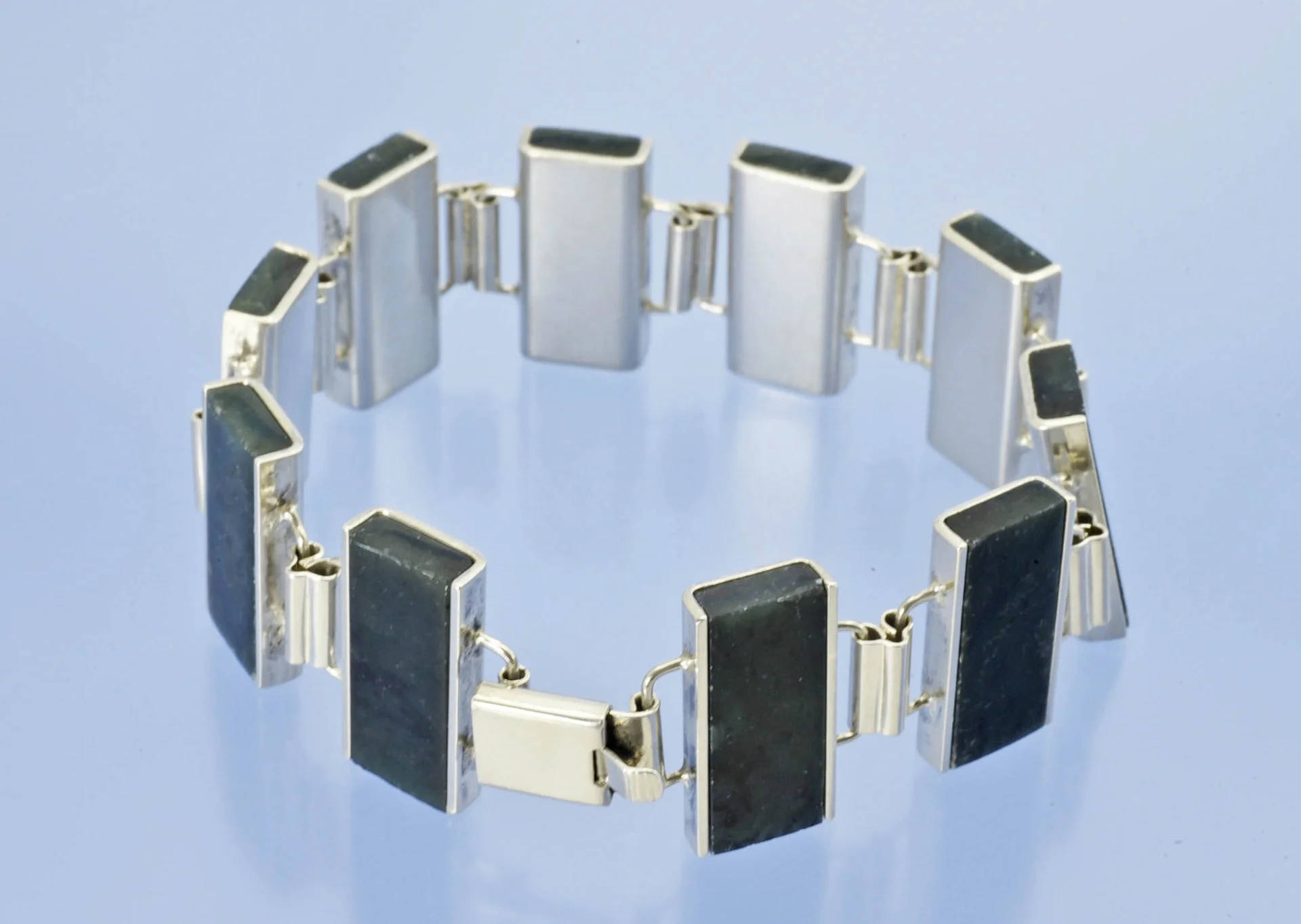 КОЛЬЕ и БРАСЛЕТ серебро 835 пробы Австрия нефрит - миниатюра 7