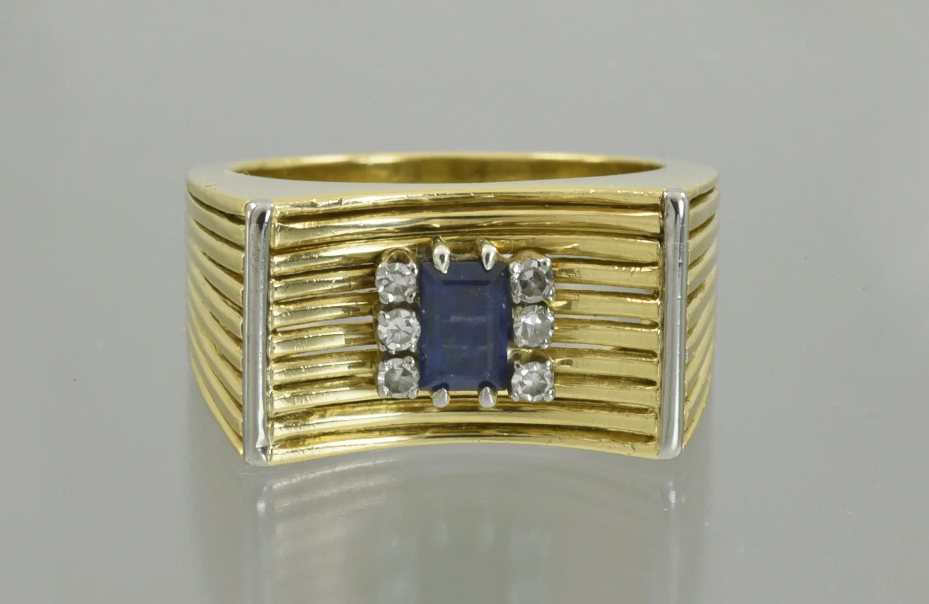 КОЛЬЦО золото 750 пробы Сапфир Бриллианты - миниатюра 2