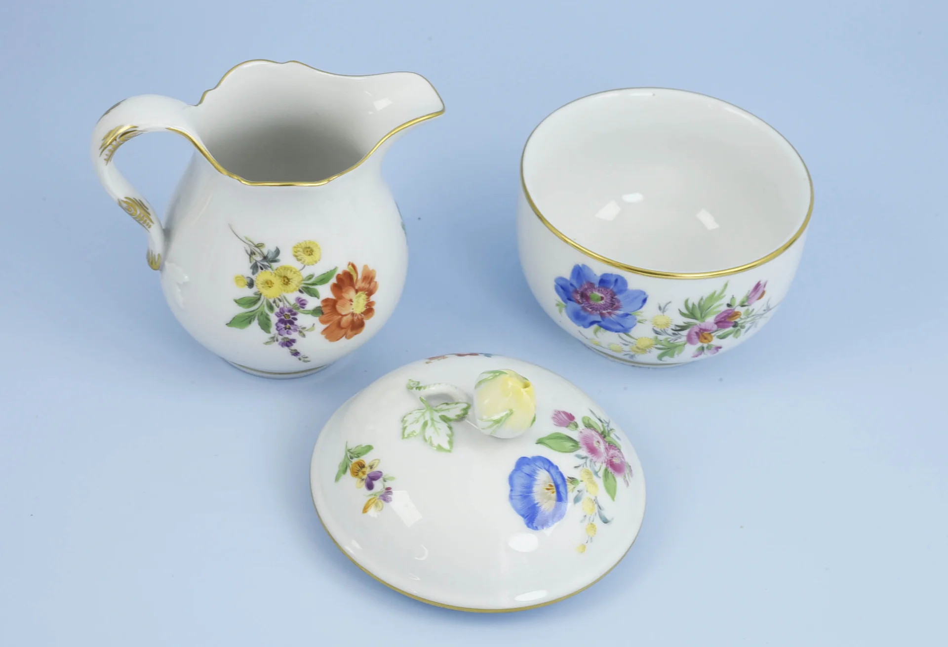 КОФЕЙНЫЙ СЕРВИЗ "Цветы" фарфор Meissen ручная роспись - миниатюра 4