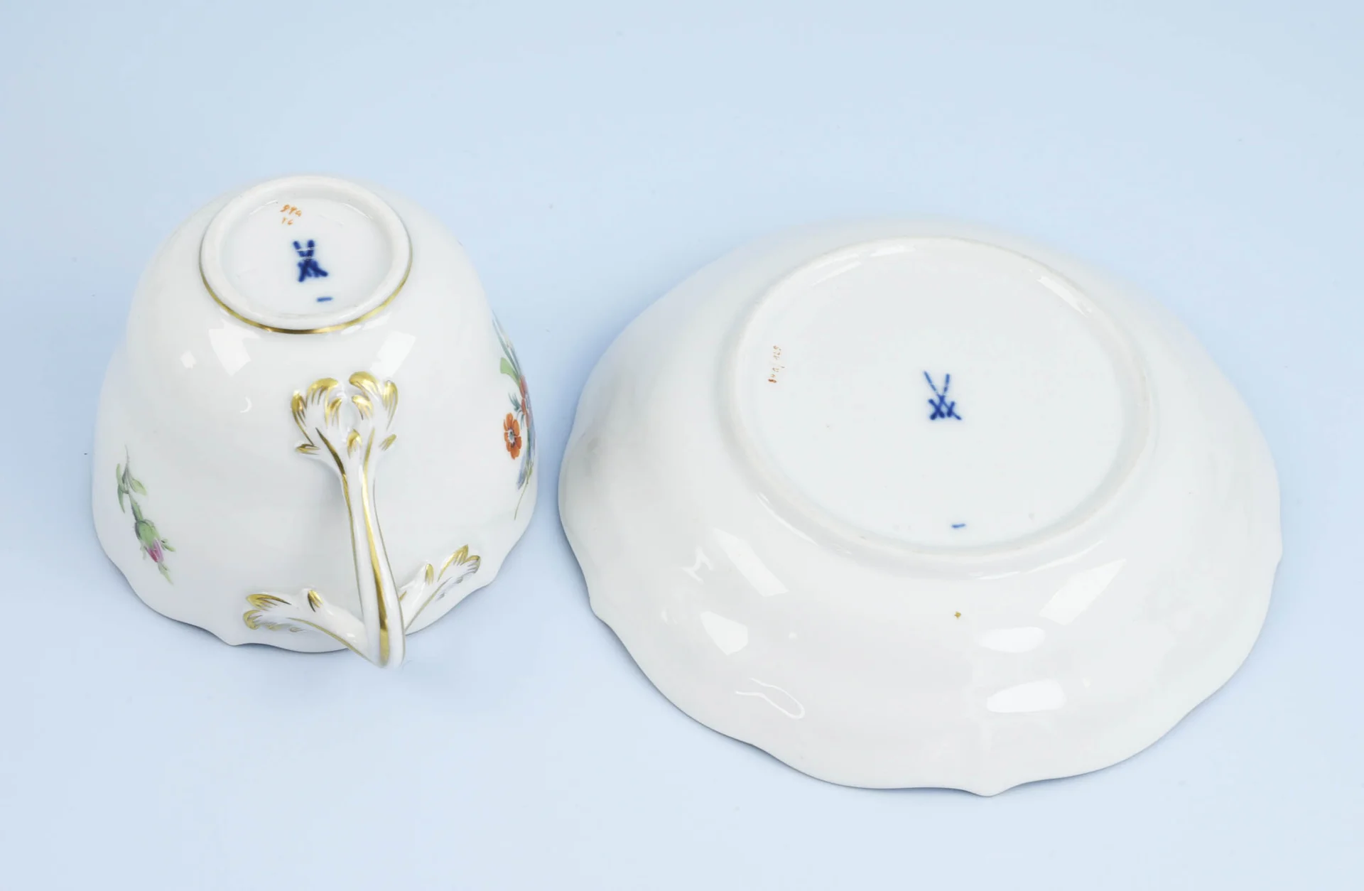 КОФЕЙНЫЙ СЕРВИЗ "Цветы" фарфор Meissen ручная роспись - миниатюра 6