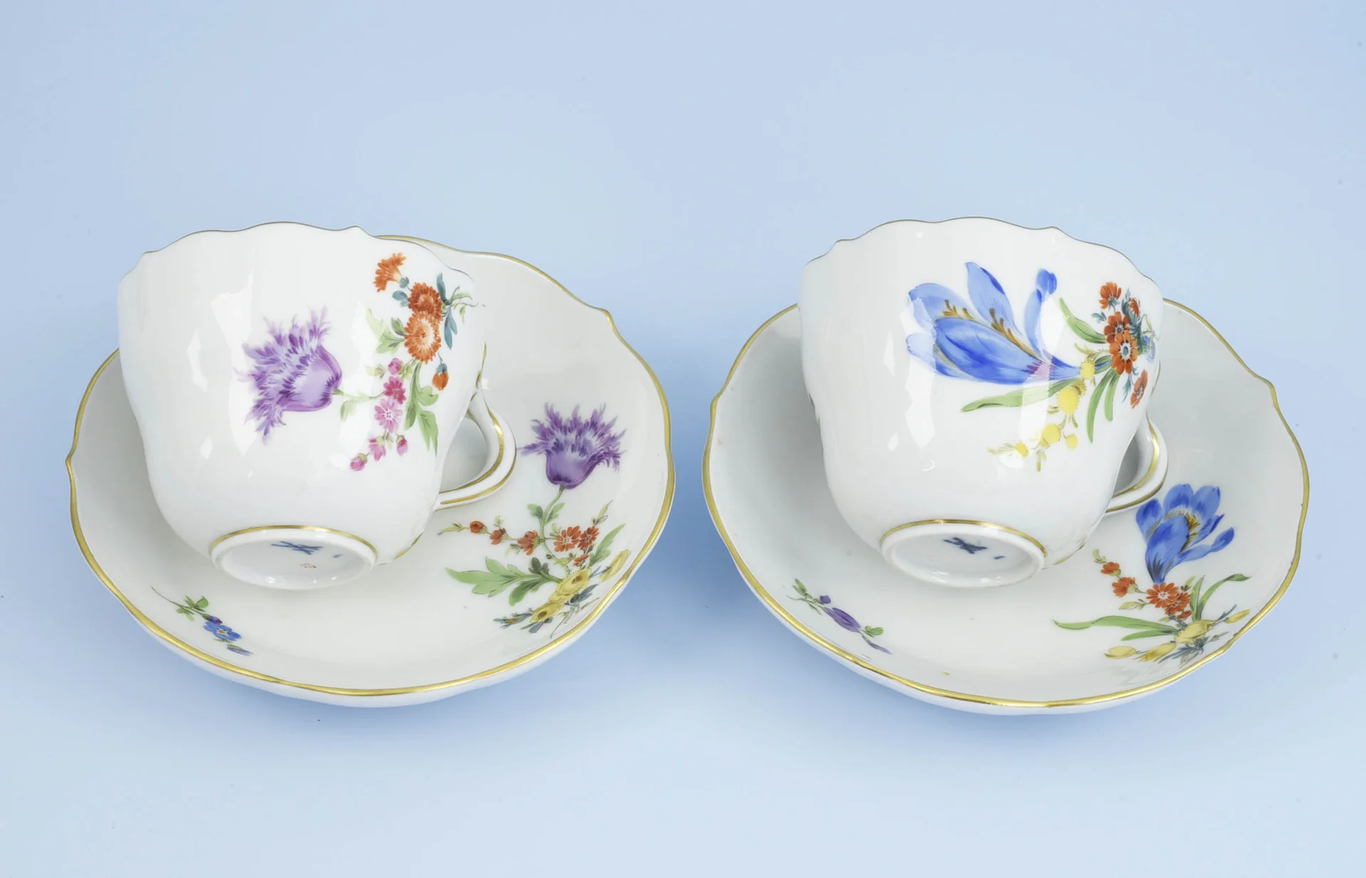 КОФЕЙНЫЙ СЕРВИЗ "Цветы" фарфор Meissen ручная роспись - миниатюра 7
