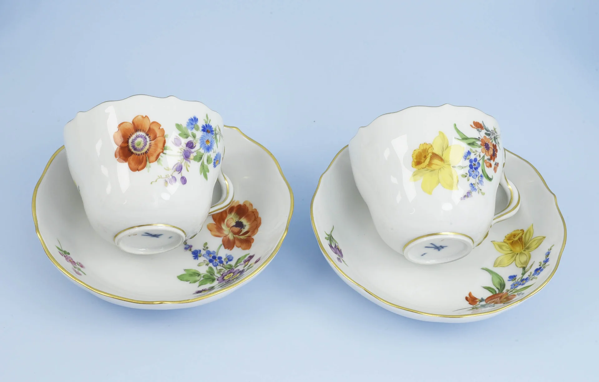 КОФЕЙНЫЙ СЕРВИЗ "Цветы" фарфор Meissen ручная роспись - миниатюра 8
