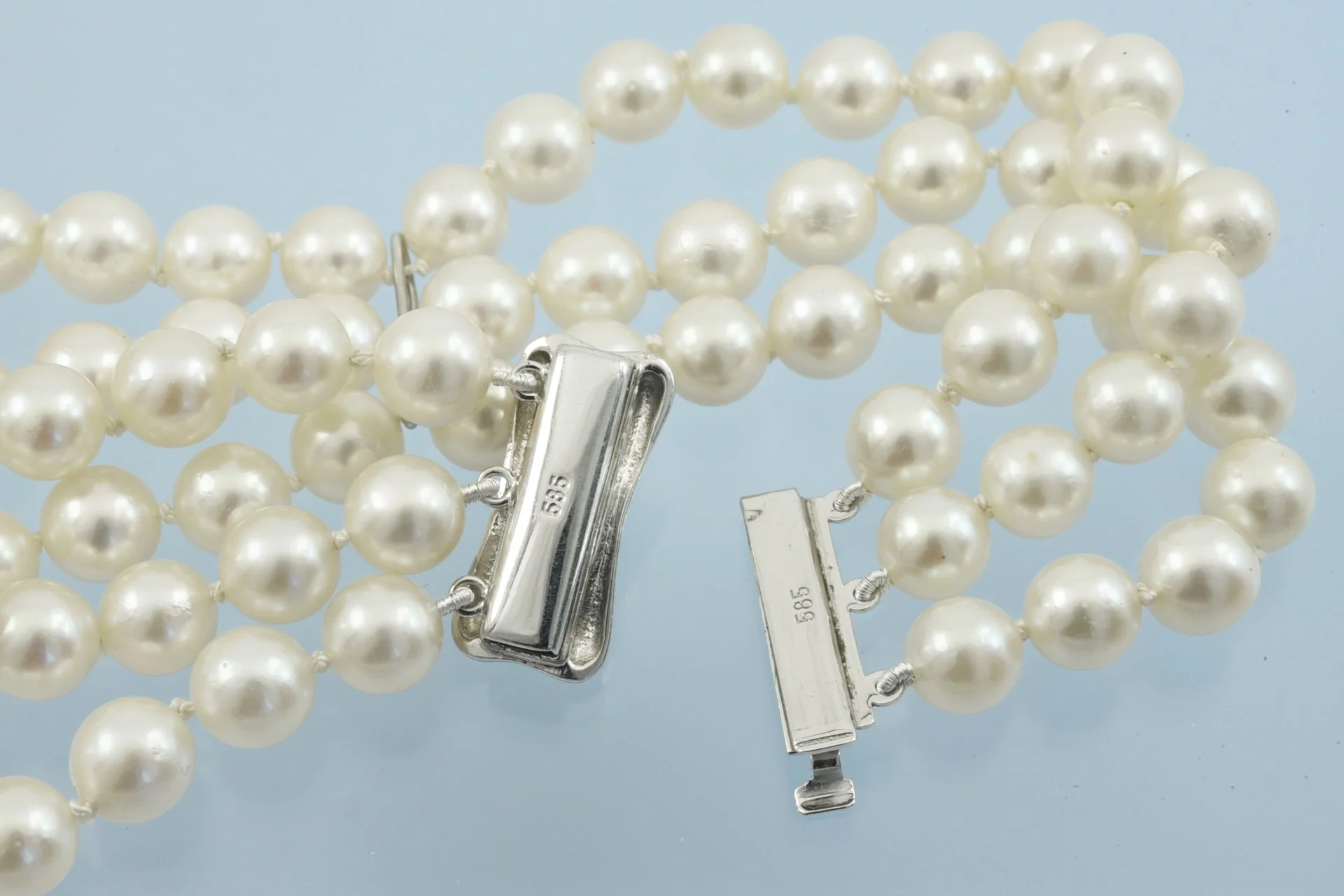 БРАСЛЕТ Жемчуг золото 585 пробы Сапфиры - миниатюра 5