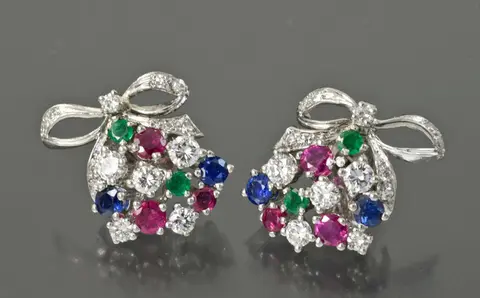 СЕРЬГИ золото 750 проба Драгоценные камни